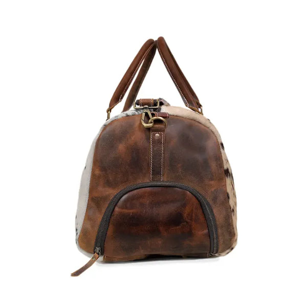 Unisex Cowhide Leather Duffel Bag | Travel Weekender Bag