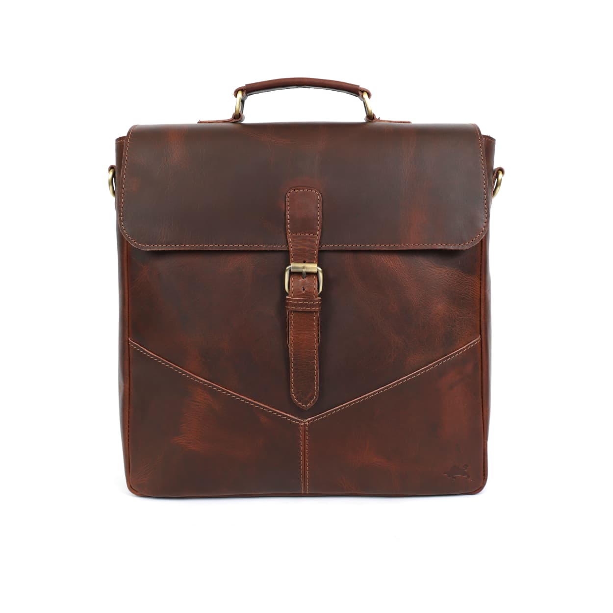 Eagle Full-Grain Buffalo Leather Messenger Bag – Handmade Brown Work Satchel