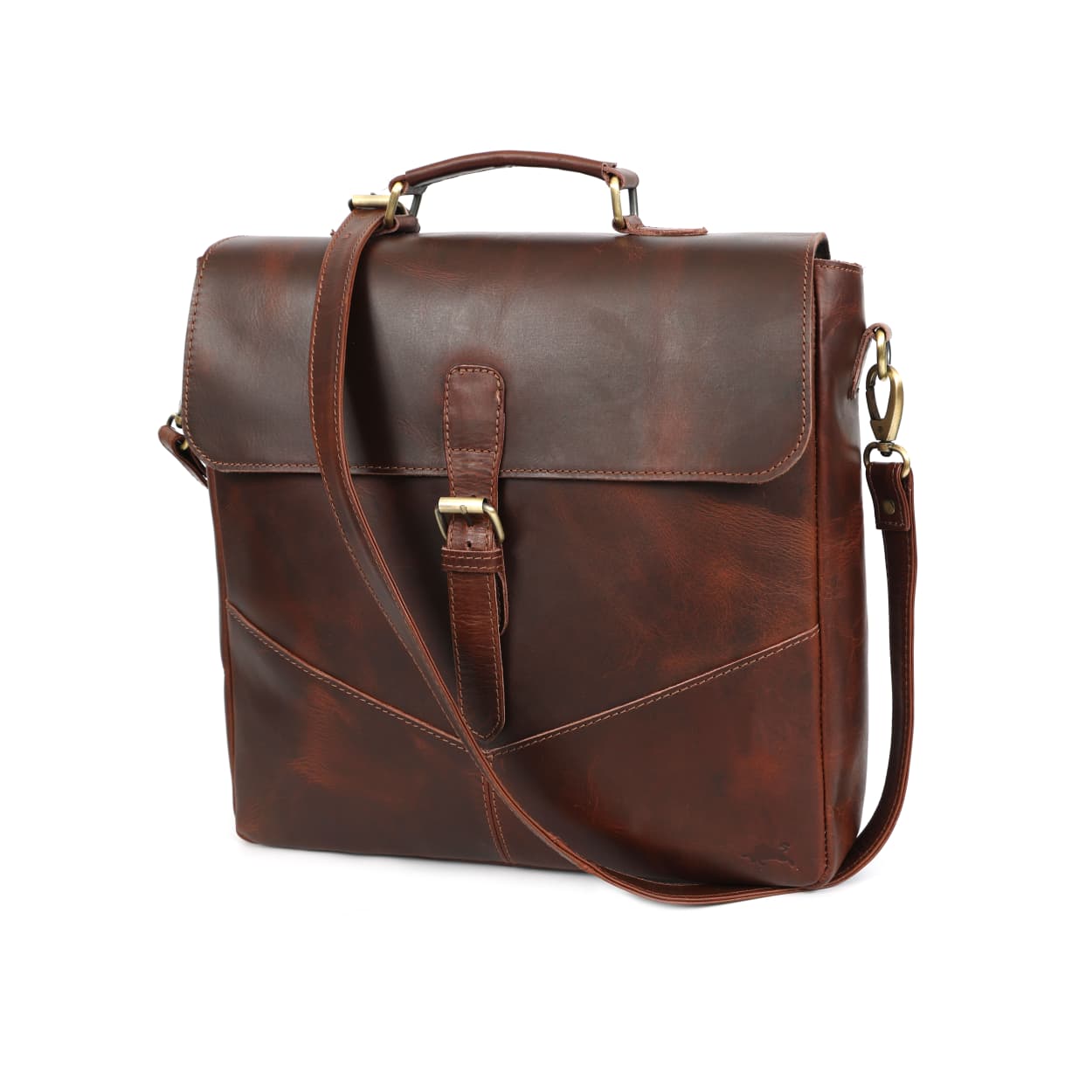Eagle Full-Grain Buffalo Leather Messenger Bag – Handmade Brown Work Satchel