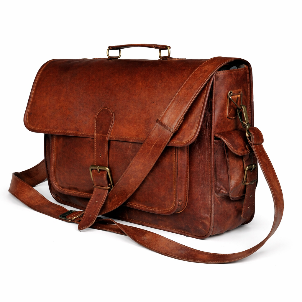 Perry Men's Leather Messenger Bag – Classic Work & Everyday Satchel