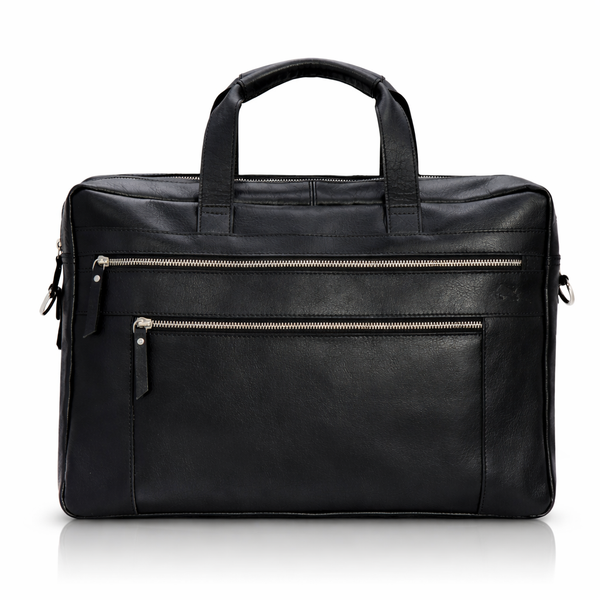 Black Top-Grain Buffalo Leather Briefcase