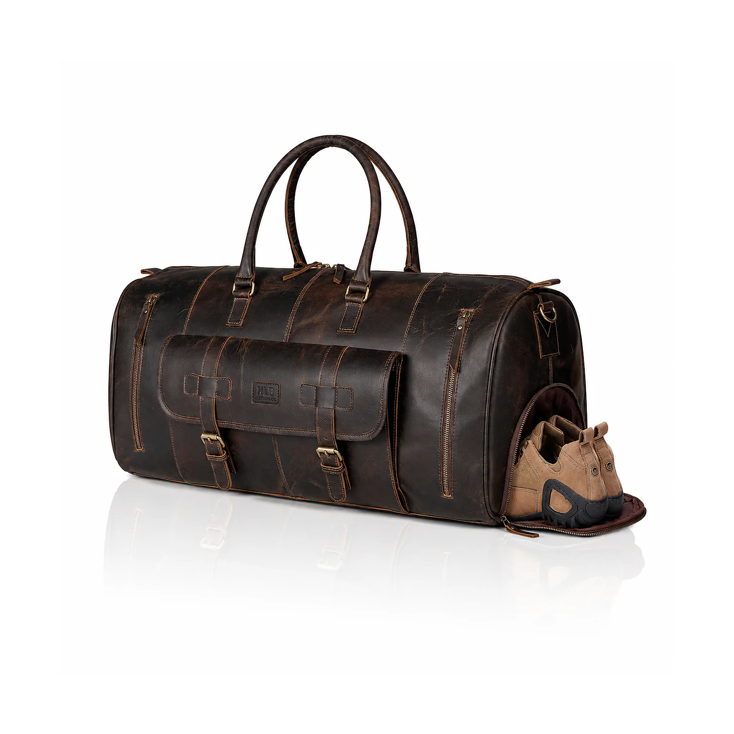 Denali Brown Shoe Leather Duffle Bag for Men
