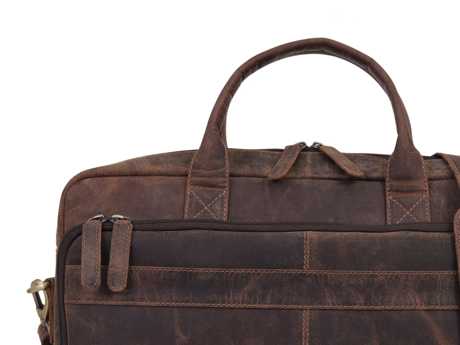 Austin Laptop Leather Briefcase - Brown