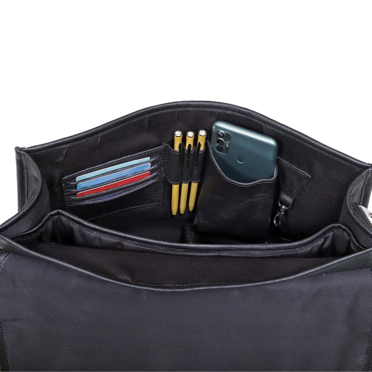 Black Buffalo Leather Messenger Bag