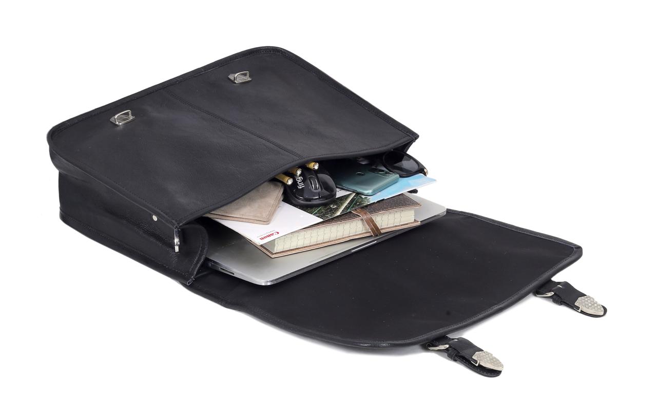 Black Buffalo Leather Messenger Bag