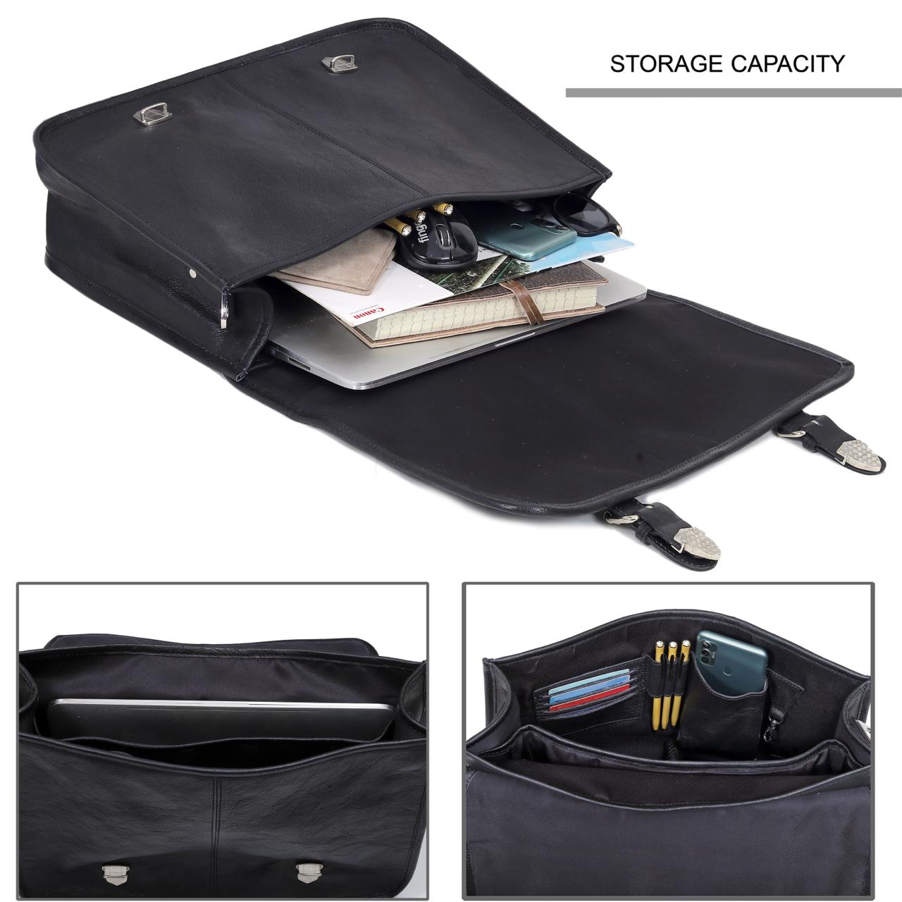 Black Buffalo Leather Messenger Bag