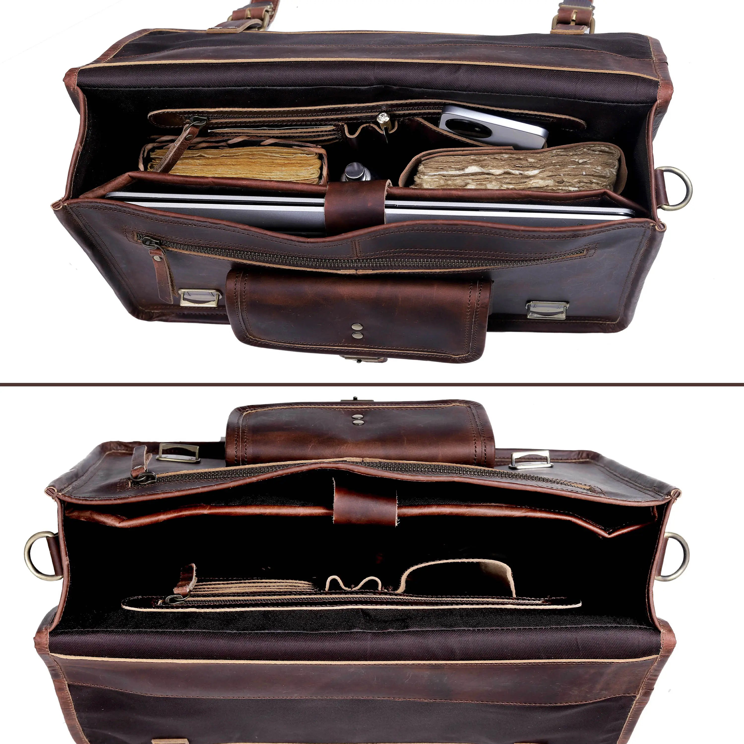Vintage Buffalo Leather Laptop Messenger Bag