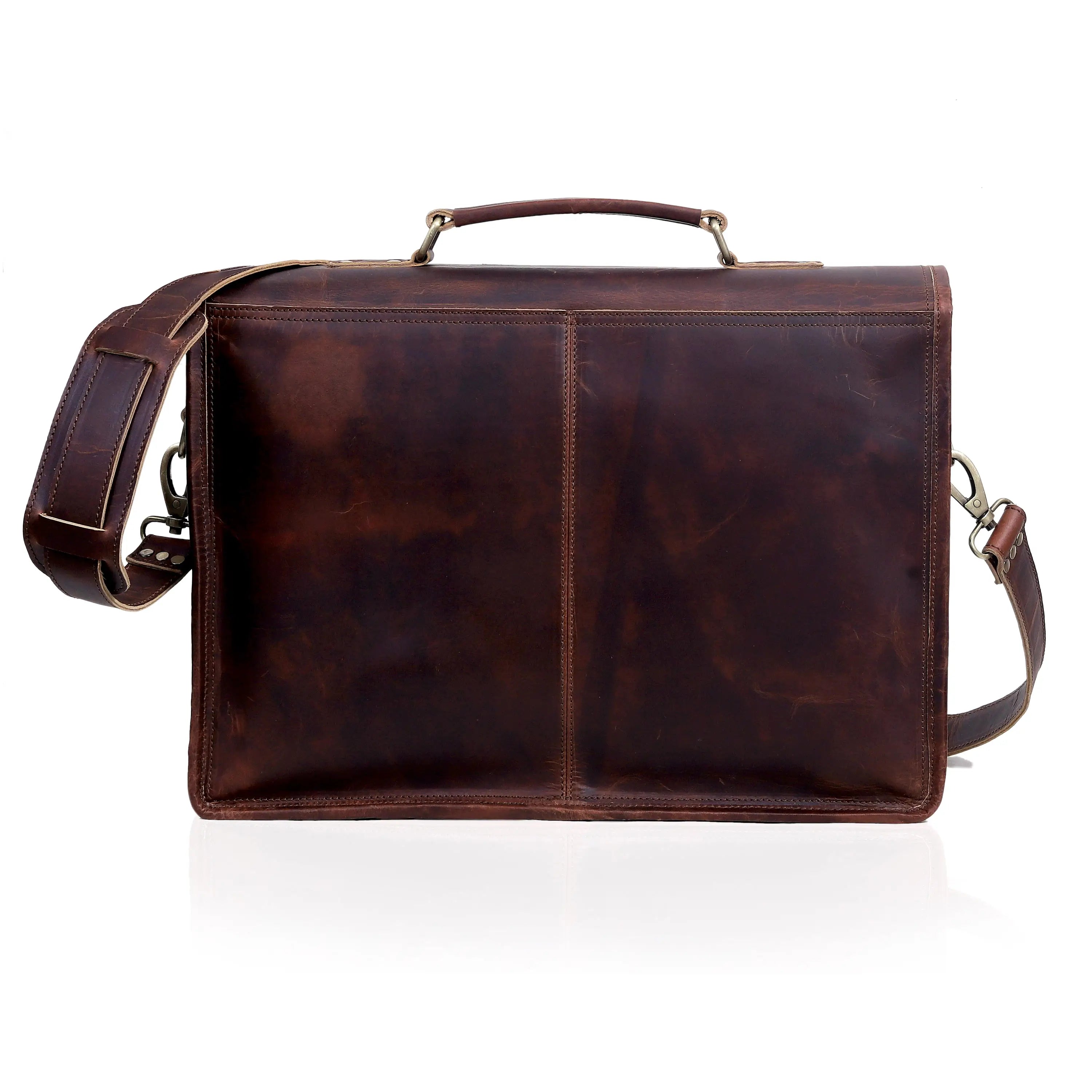 Vintage Buffalo Leather Laptop Messenger Bag