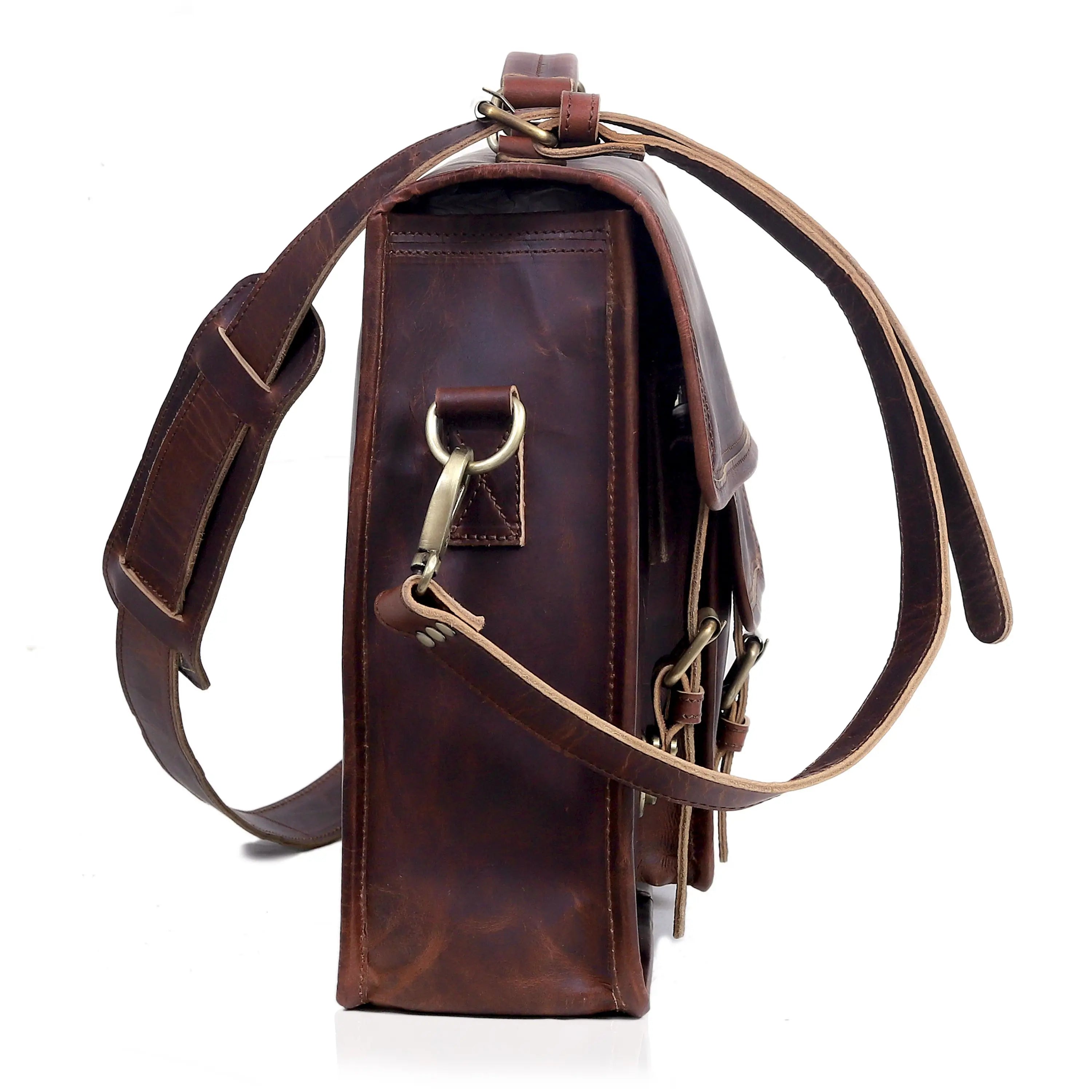Vintage Buffalo Leather Laptop Messenger Bag