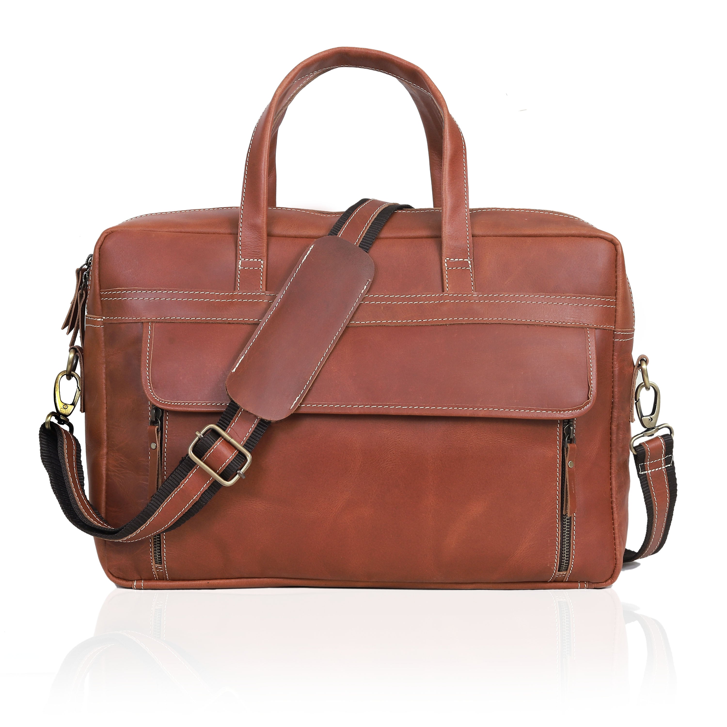 Tan Fresno Laptop Leather Briefcase