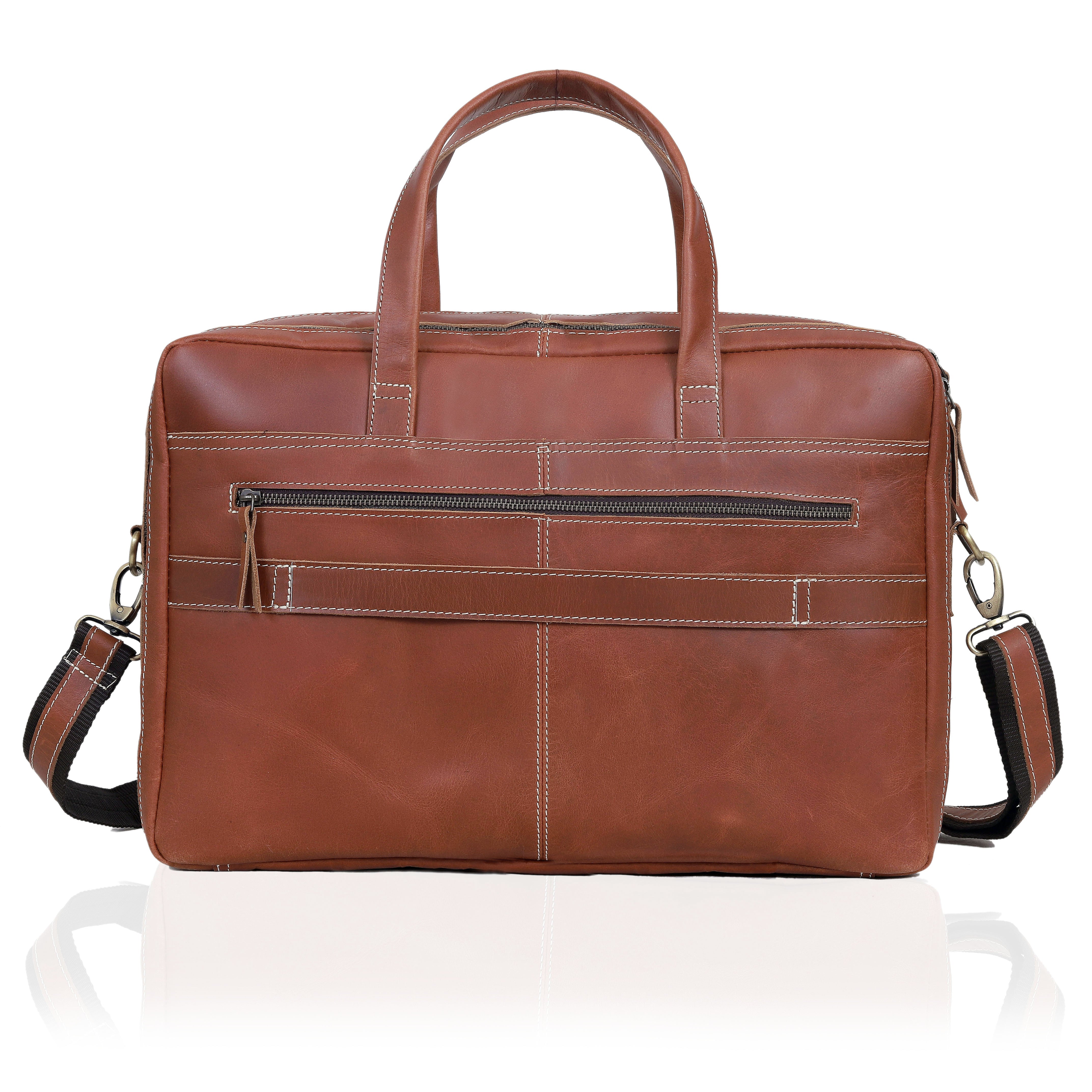 Tan Fresno Laptop Leather Briefcase