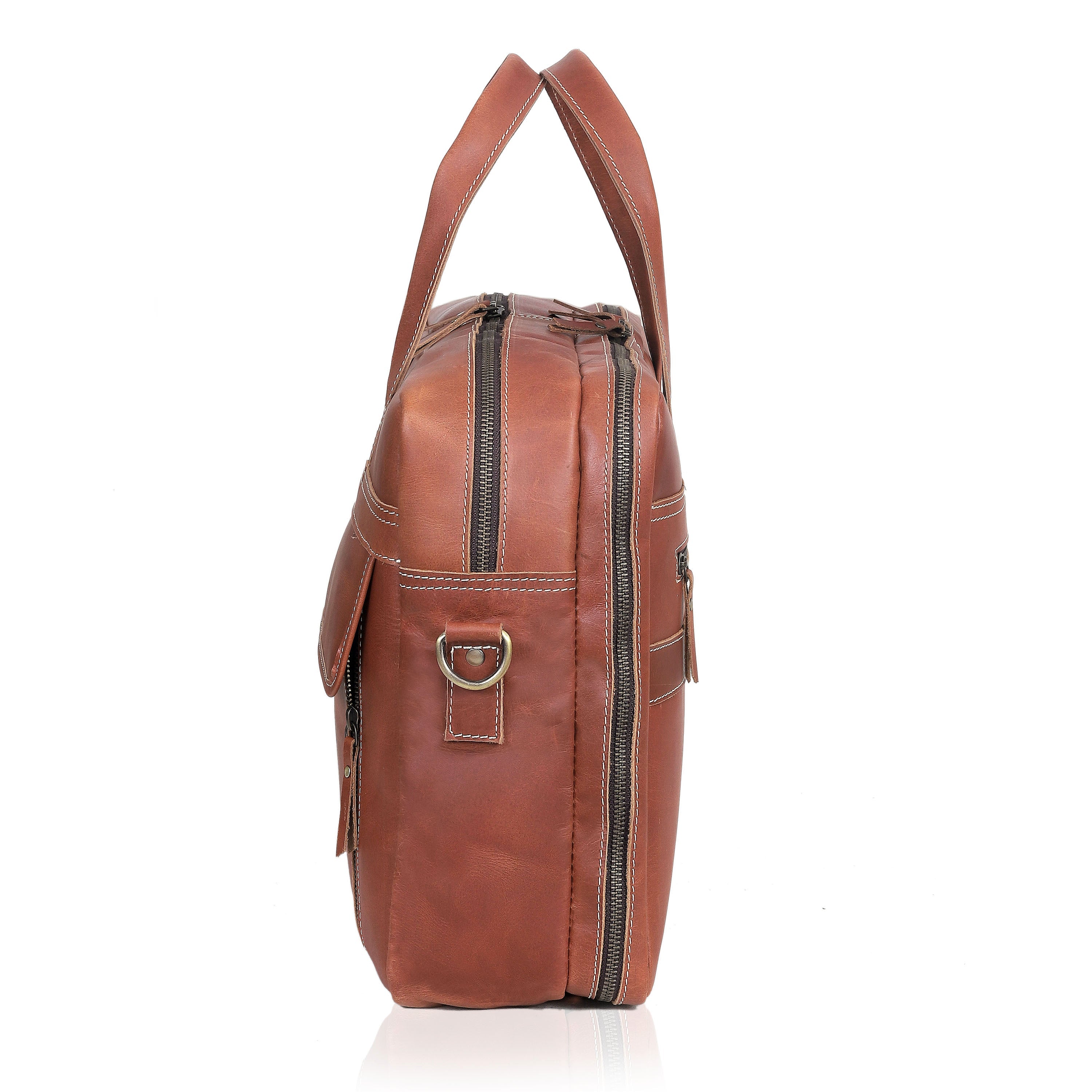 Tan Fresno Laptop Leather Briefcase