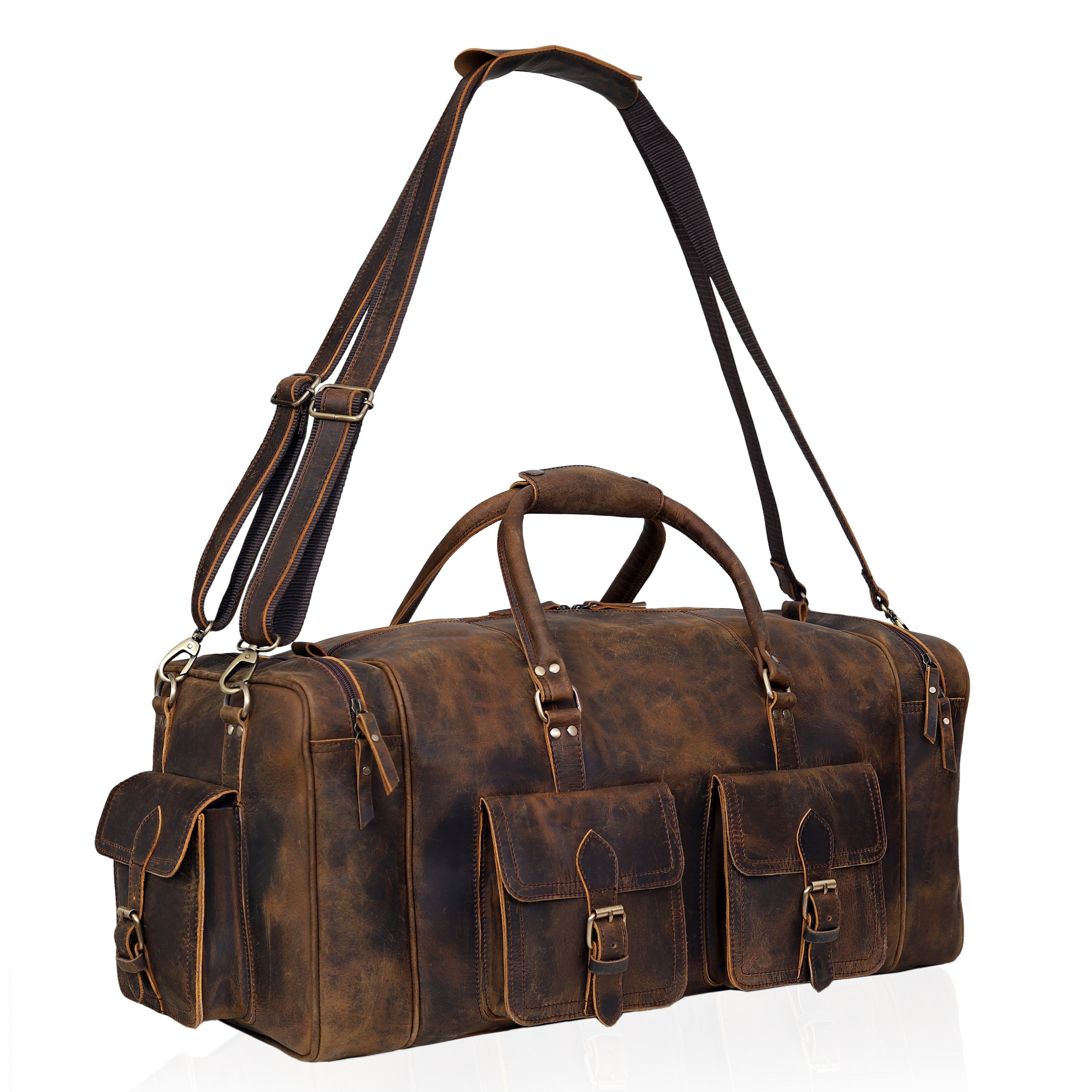 New Jersey Leather Duffel Bag - Vintage Brown