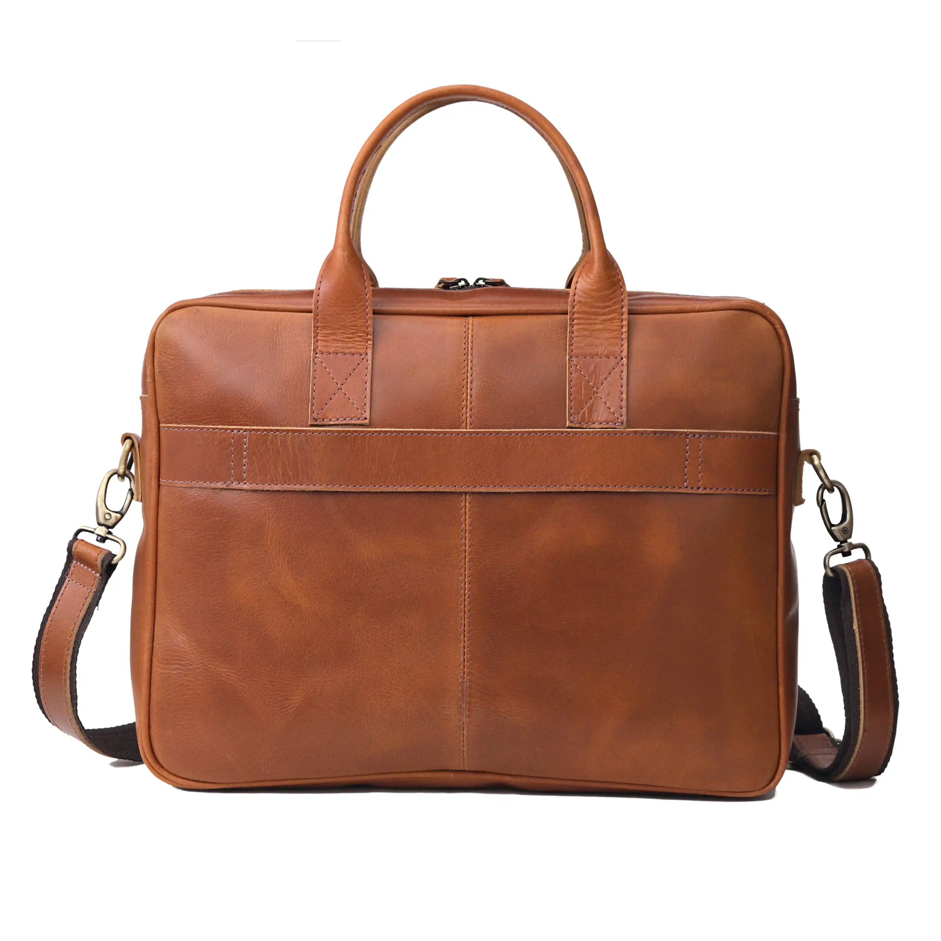Austin Laptop Leather Briefcase - Tan