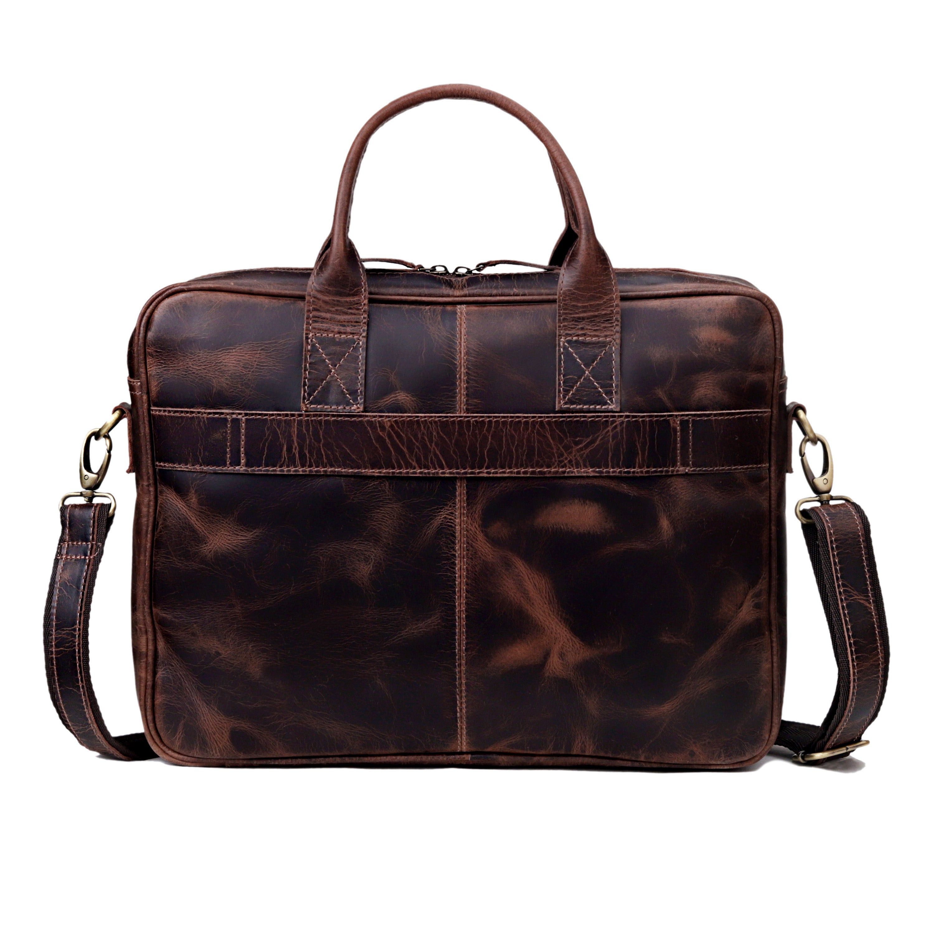 Austin Laptop Leather Briefcase - Burgundy