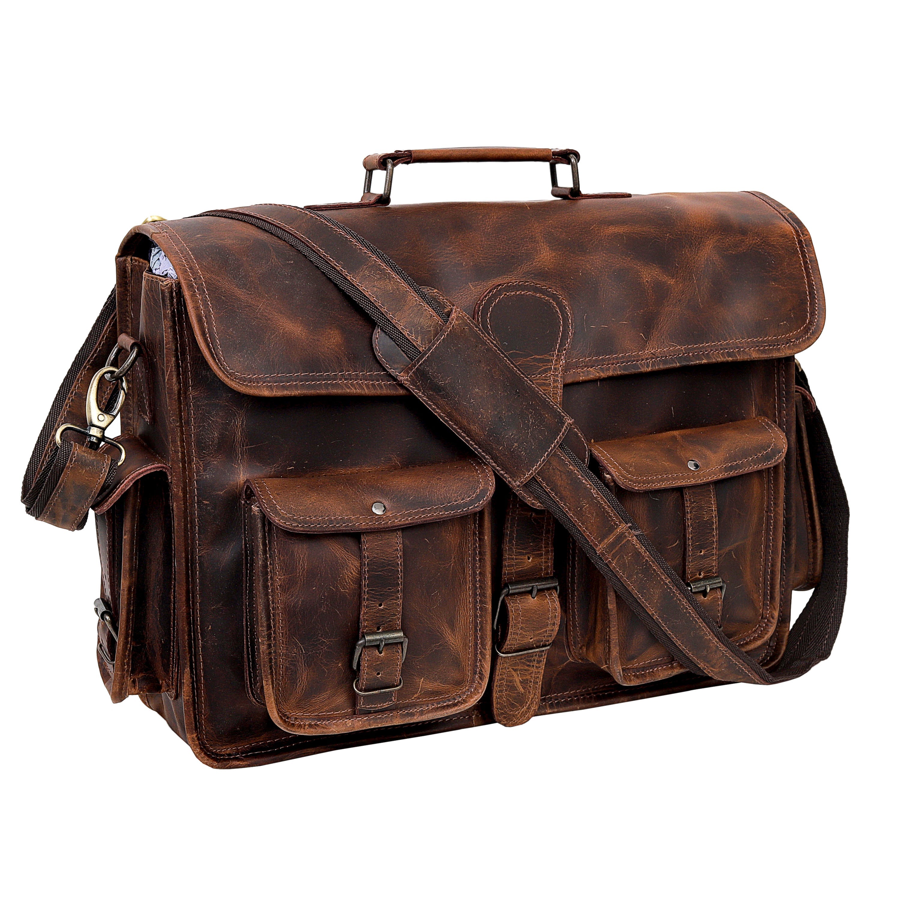 Full-Grain Leather Messenger Bag