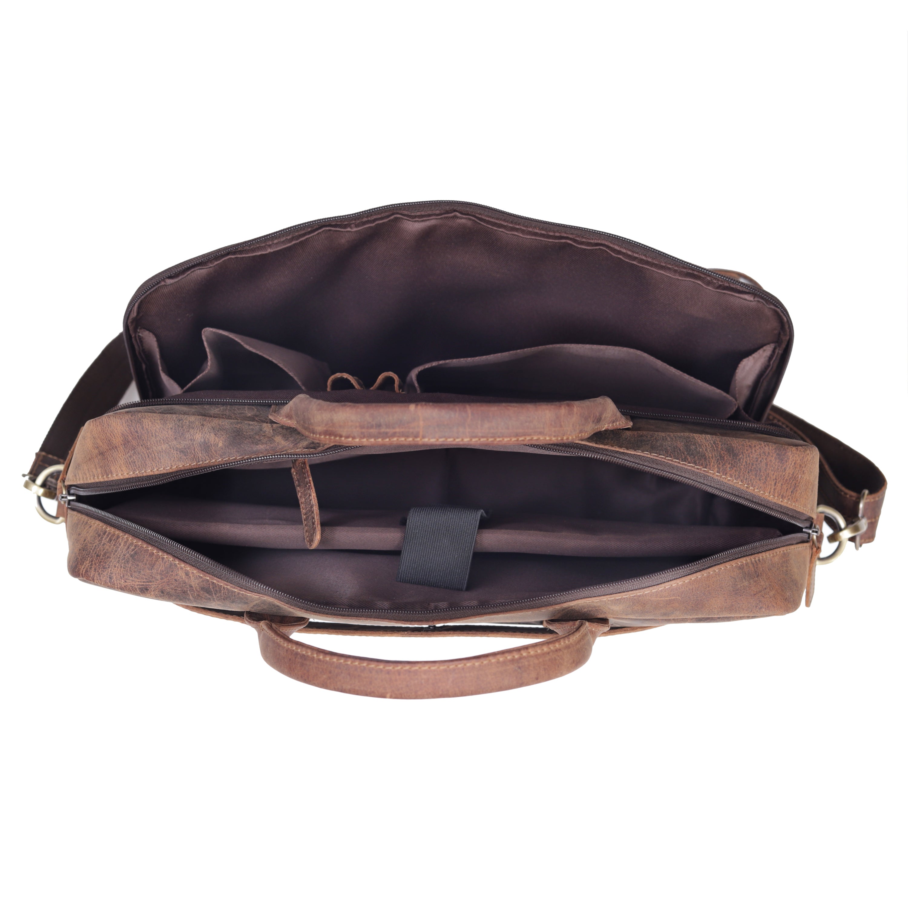 Austin Laptop Leather Briefcase - Brown