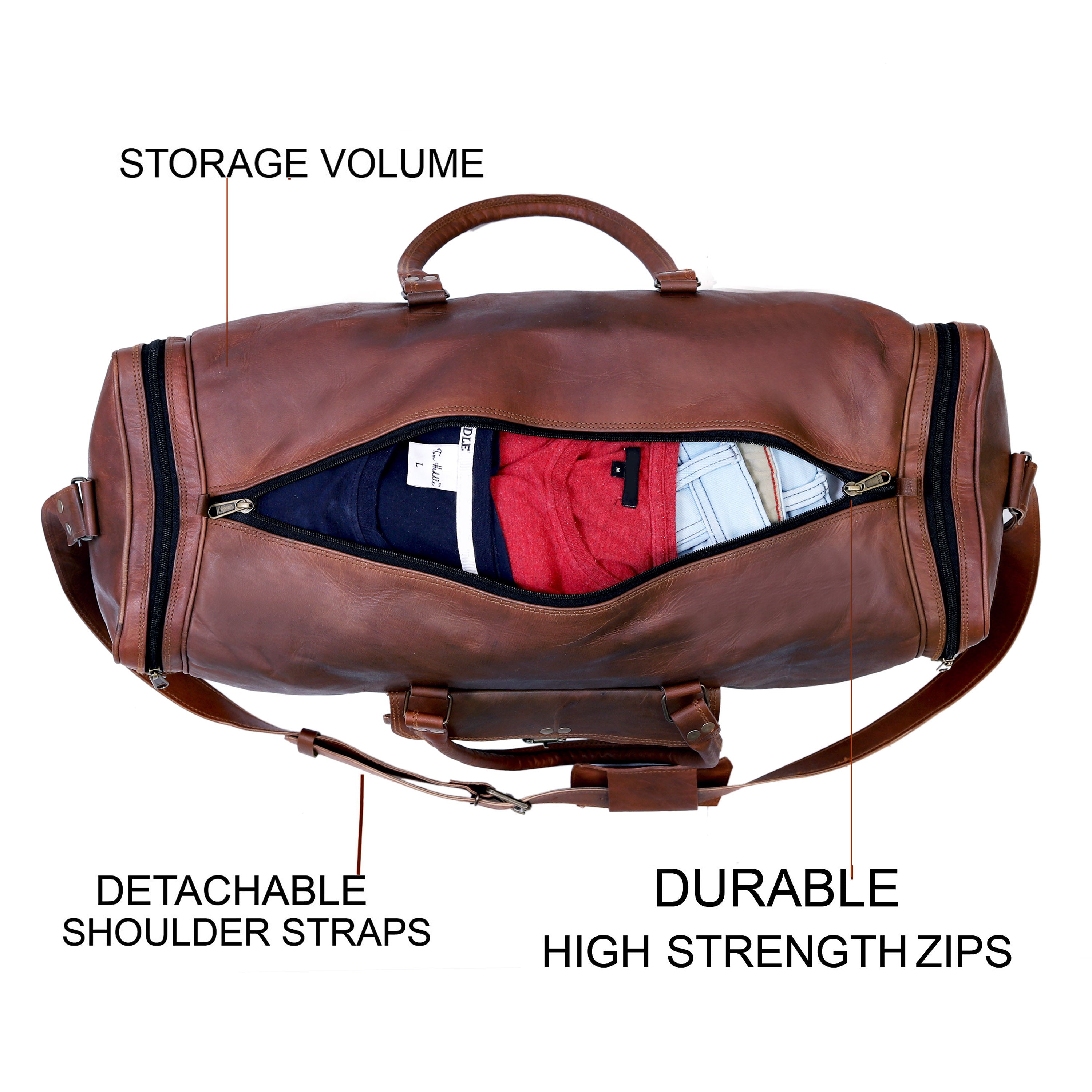 Sherry Leather Duffel Bag For Men - Genuine Leather Travel & Gym Bag