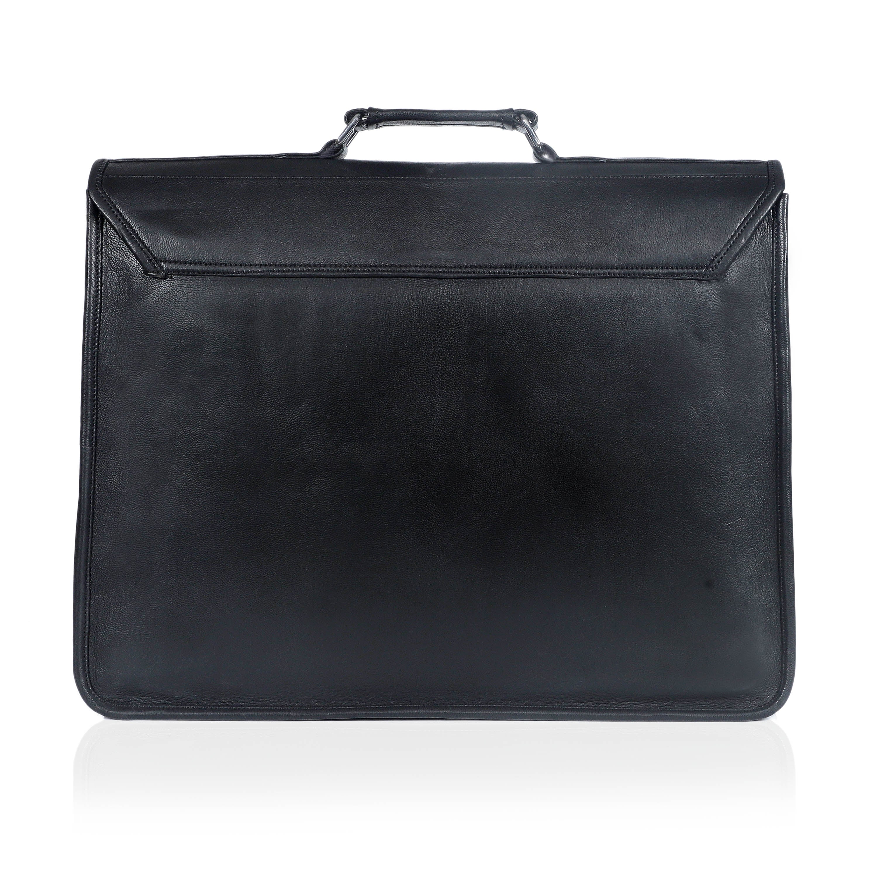 Black Full-Grain Leather Messenger Bag for Men