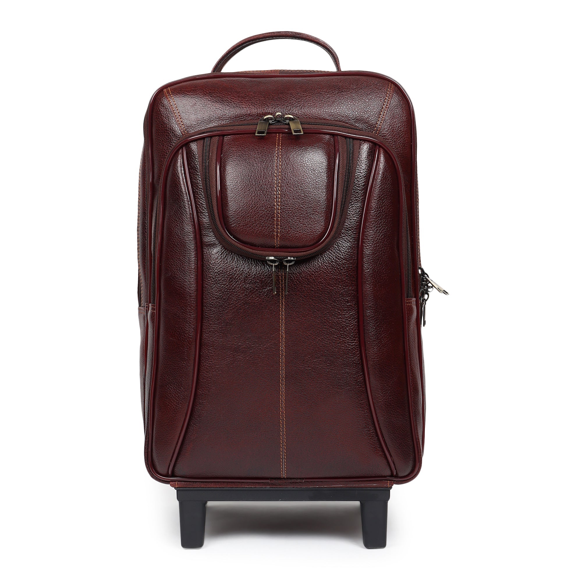 Brown Trolley Leather Backpack