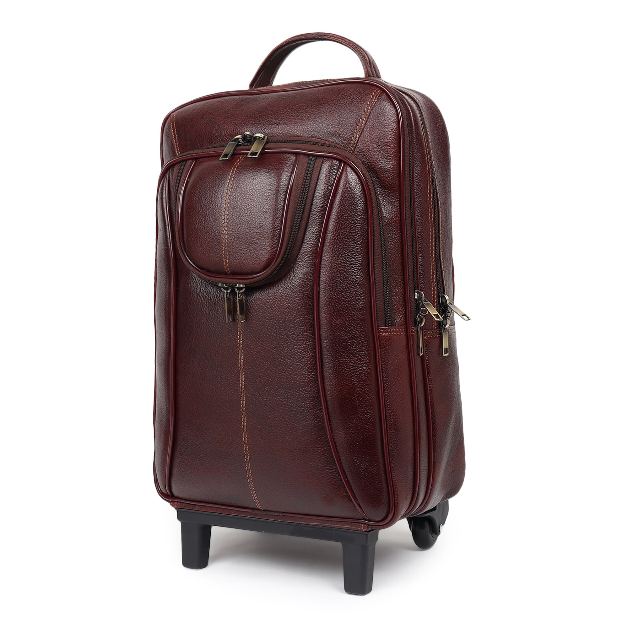 Brown Trolley Leather Backpack