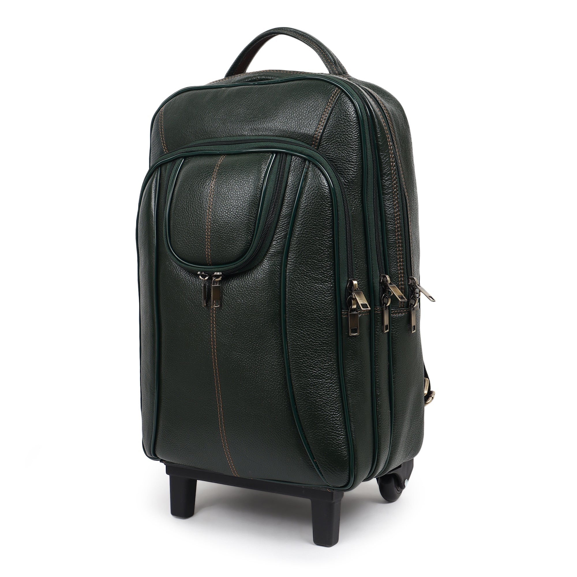 Green Trolley Leather Backpack