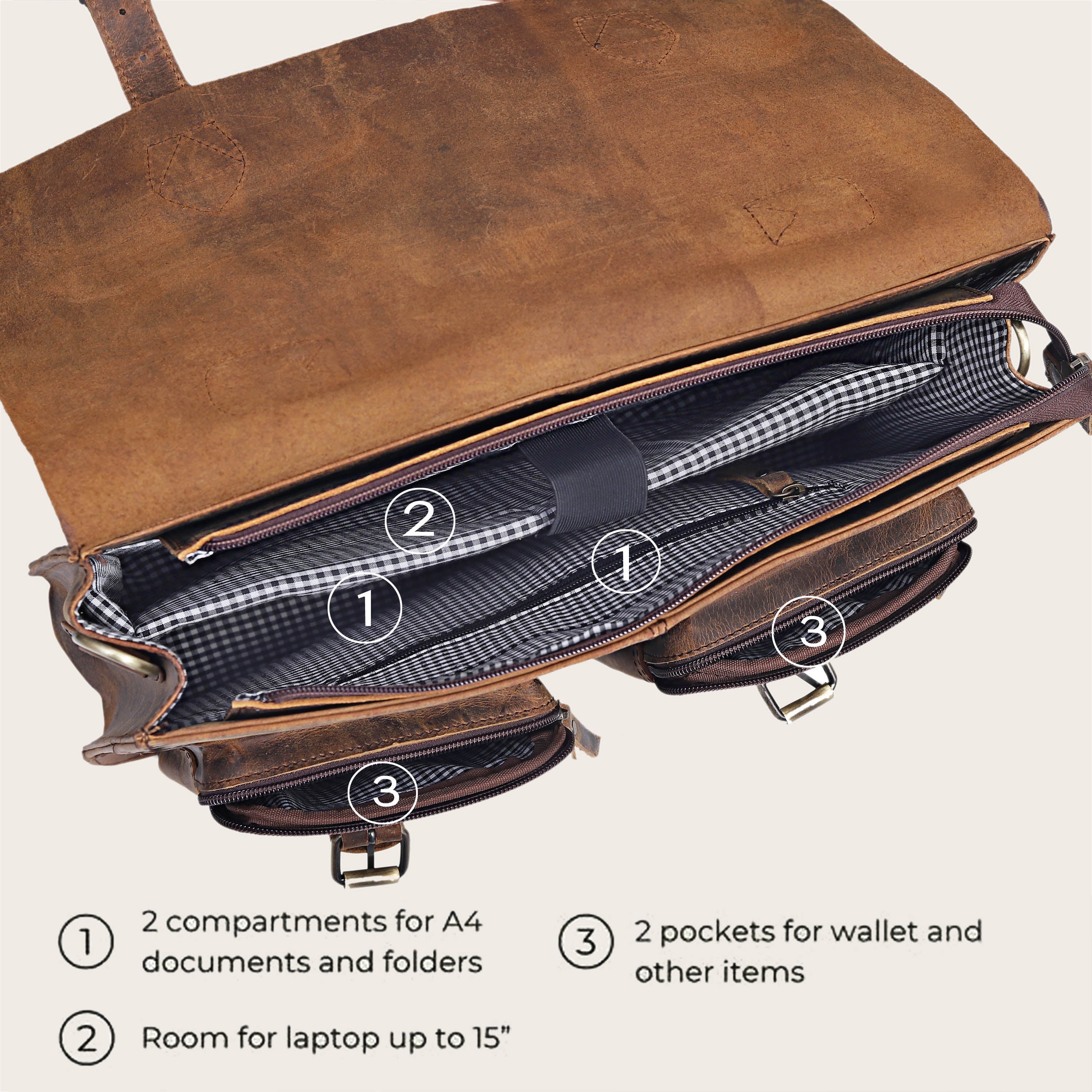 Premium Buffalo Leather Messenger Bag for Men