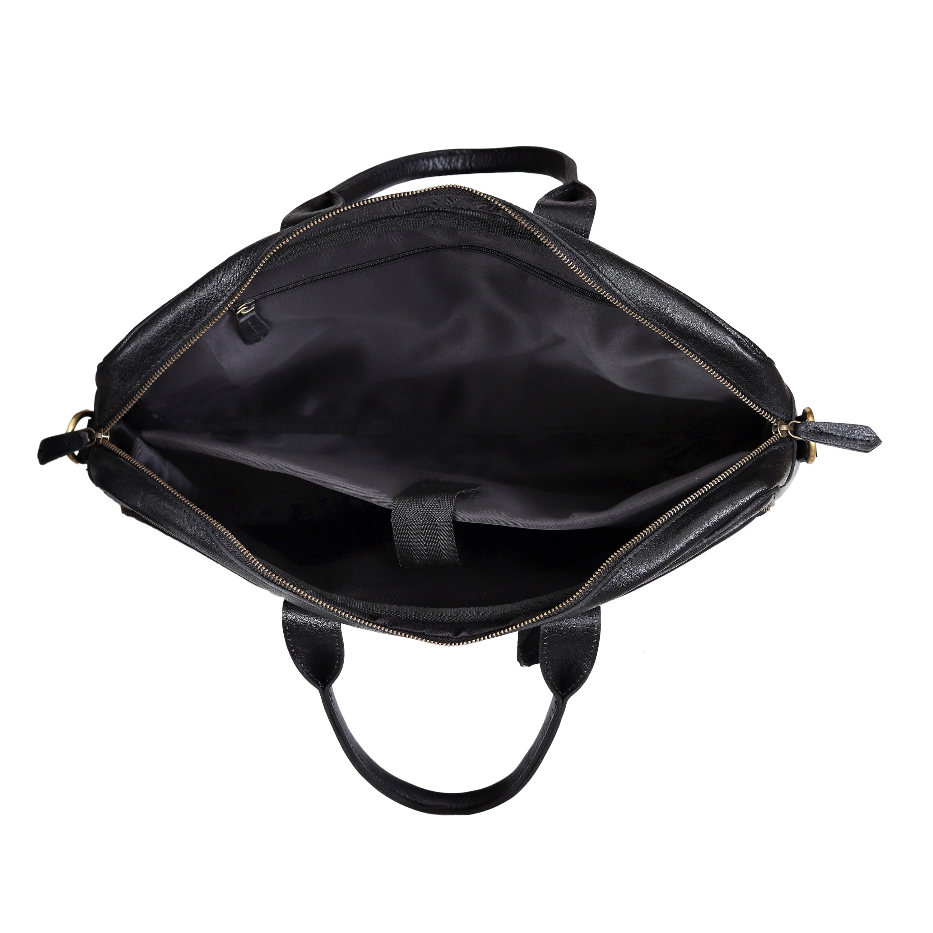 Austin Laptop Leather Briefcase - Black