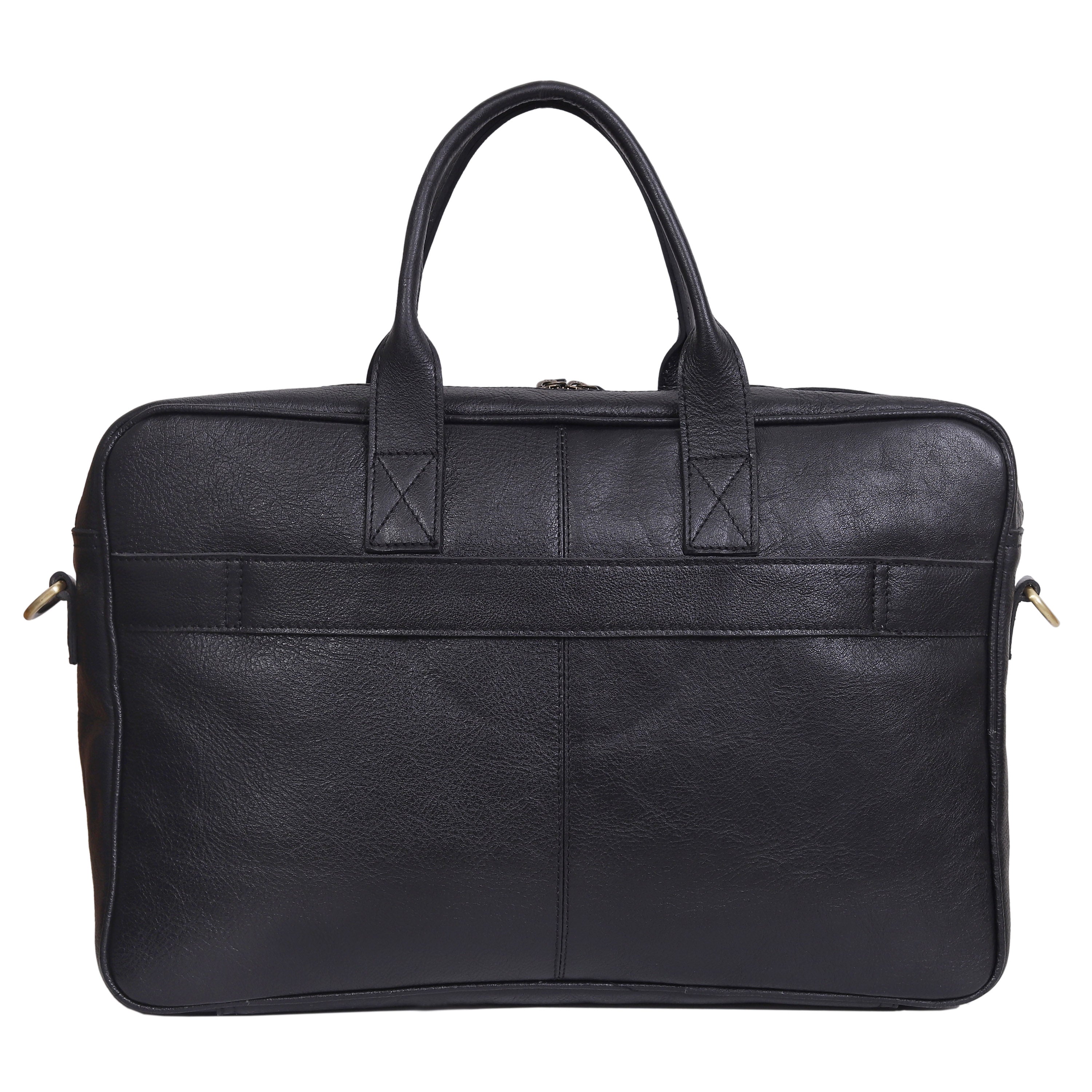 Austin Laptop Leather Briefcase - Black