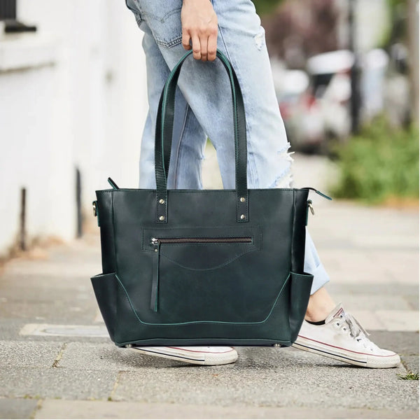 Portland Buffalo Leather Almost Perfect Tote Bag - Green