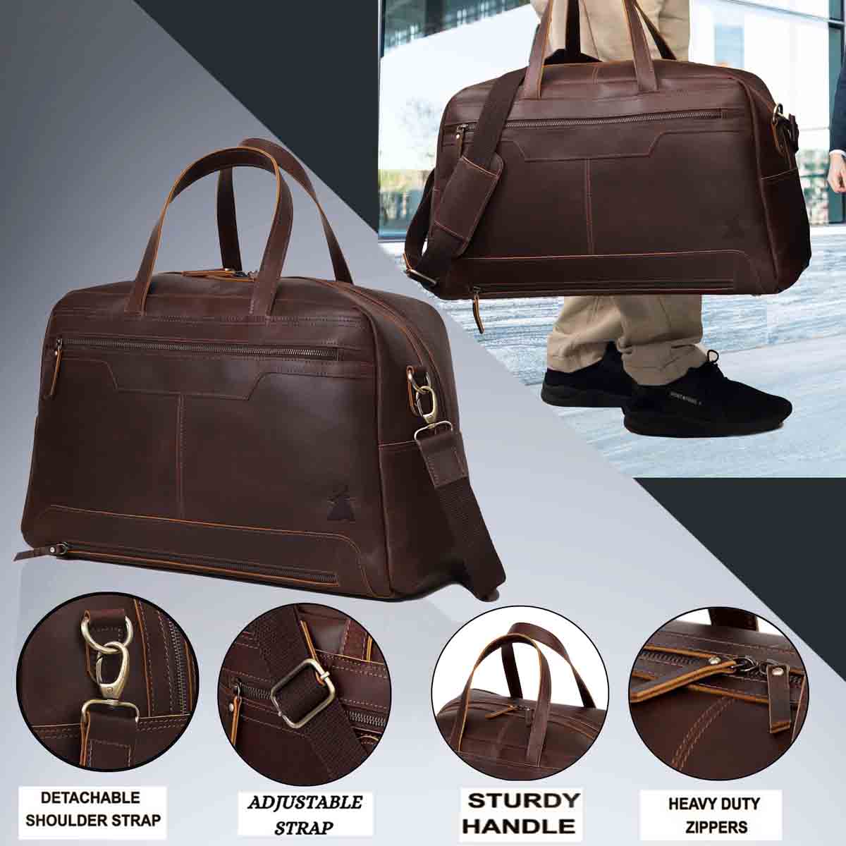 Walker Leather Travel Duffle Bag