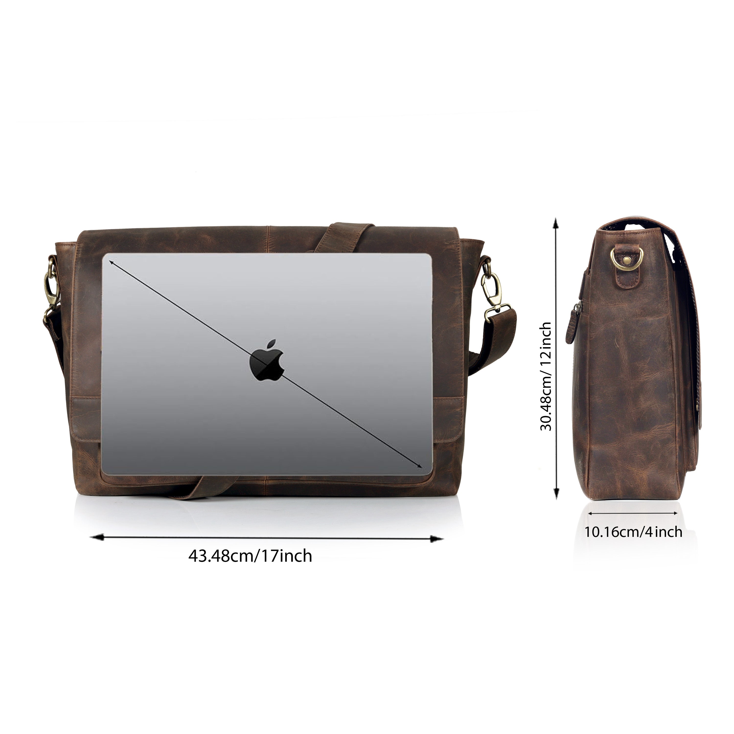 Unisex Vintage Brown Buffalo Leather Messenger Bag