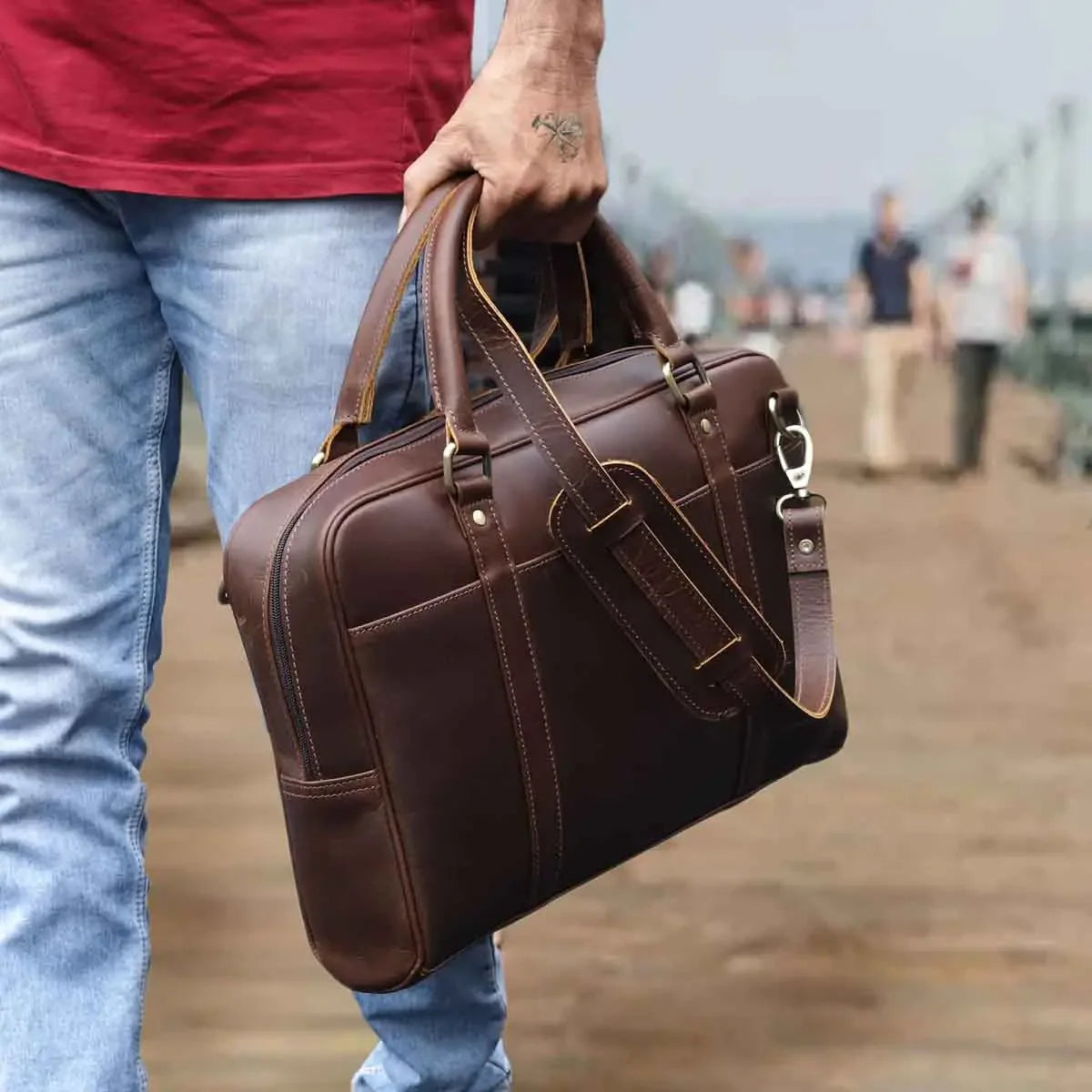 Hudson Buffalo Leather Briefcase