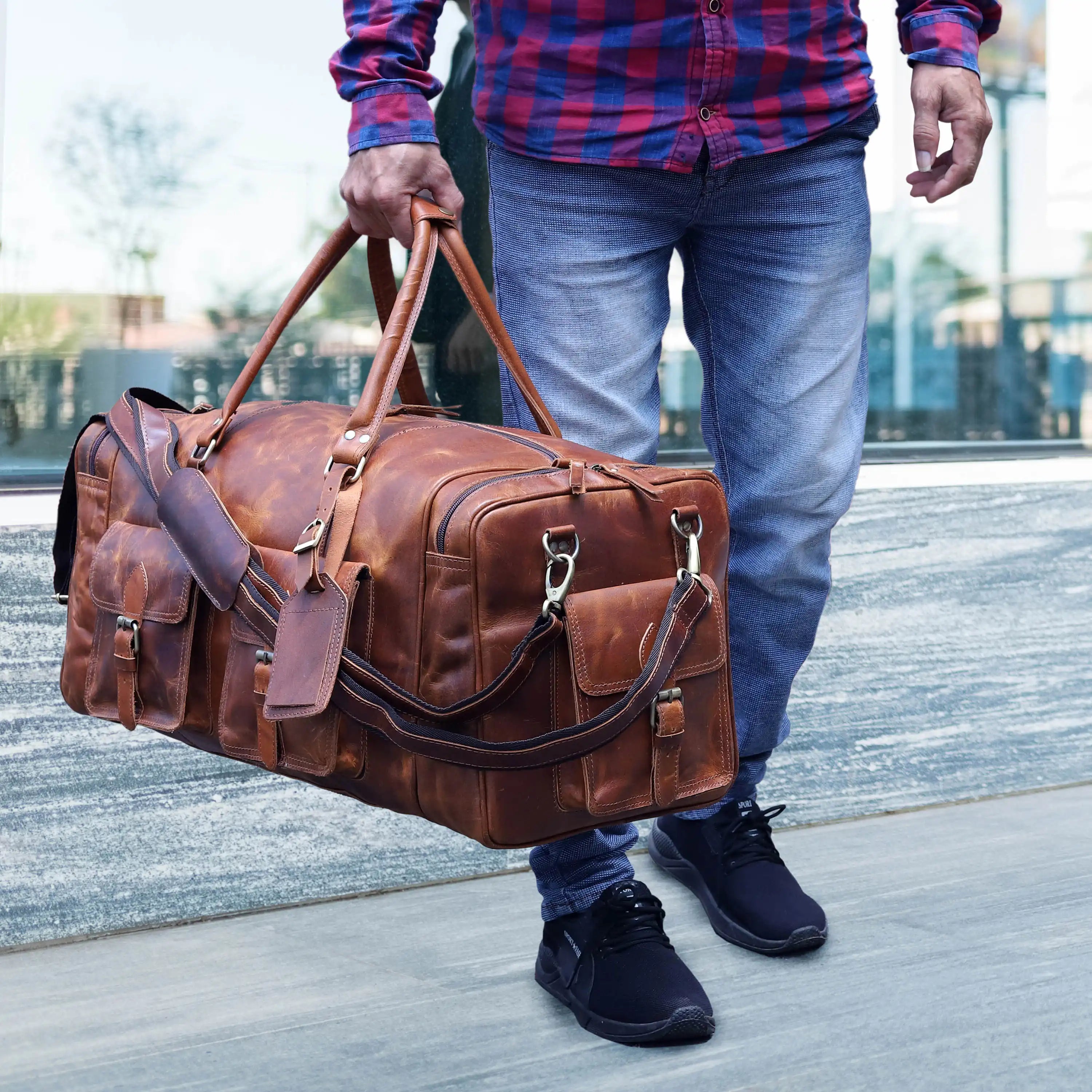 New Jersey Leather Duffel Bag - Tan