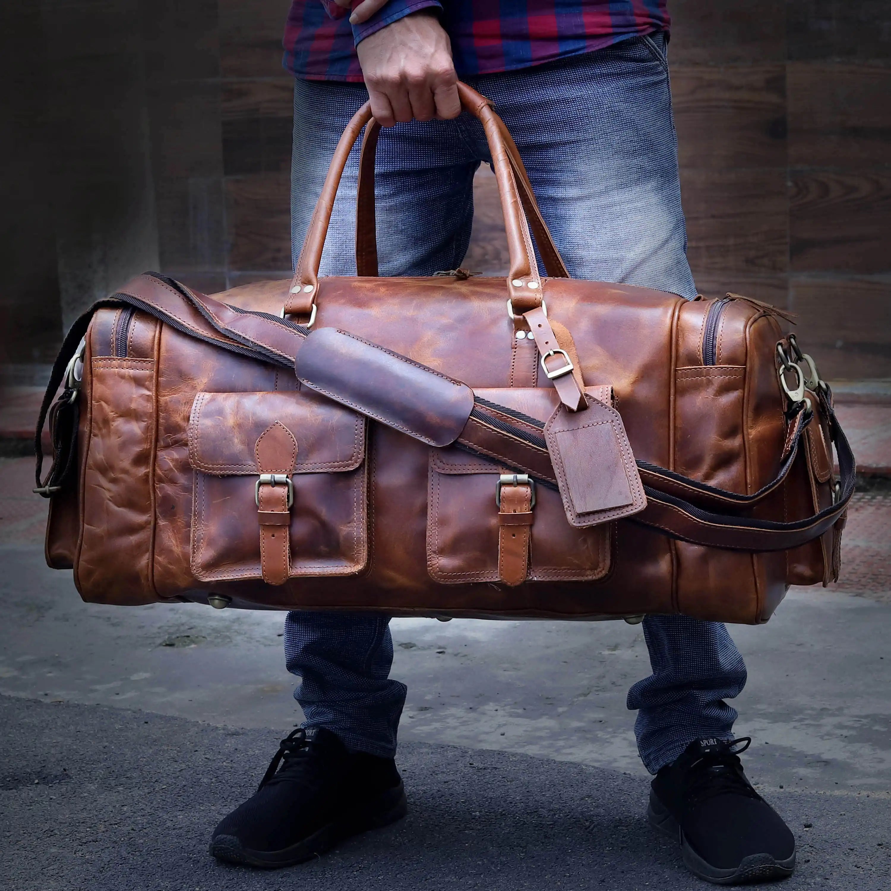 New Jersey Leather Duffel Bag - Tan