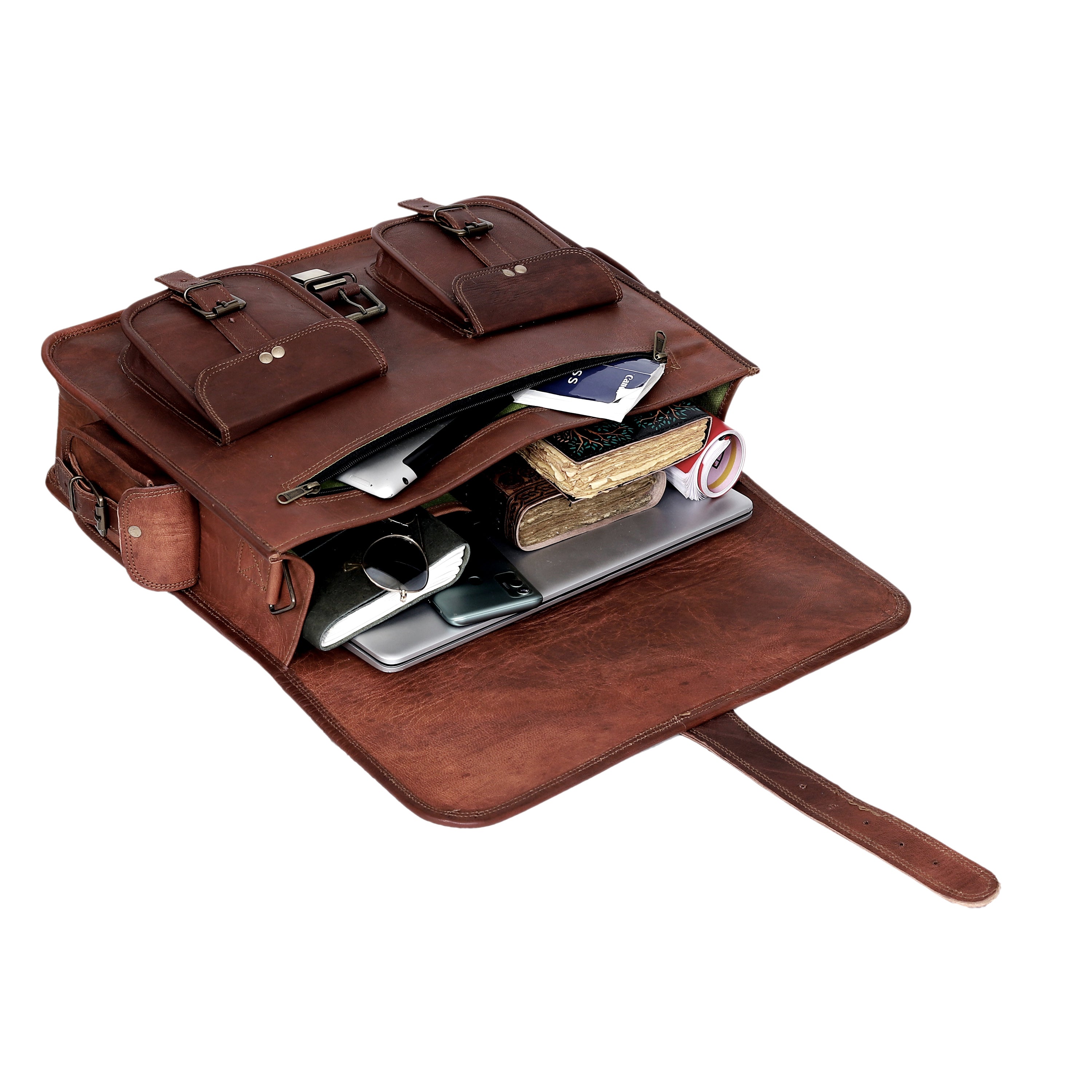 Full-Grain Leather Laptop Messenger Bag