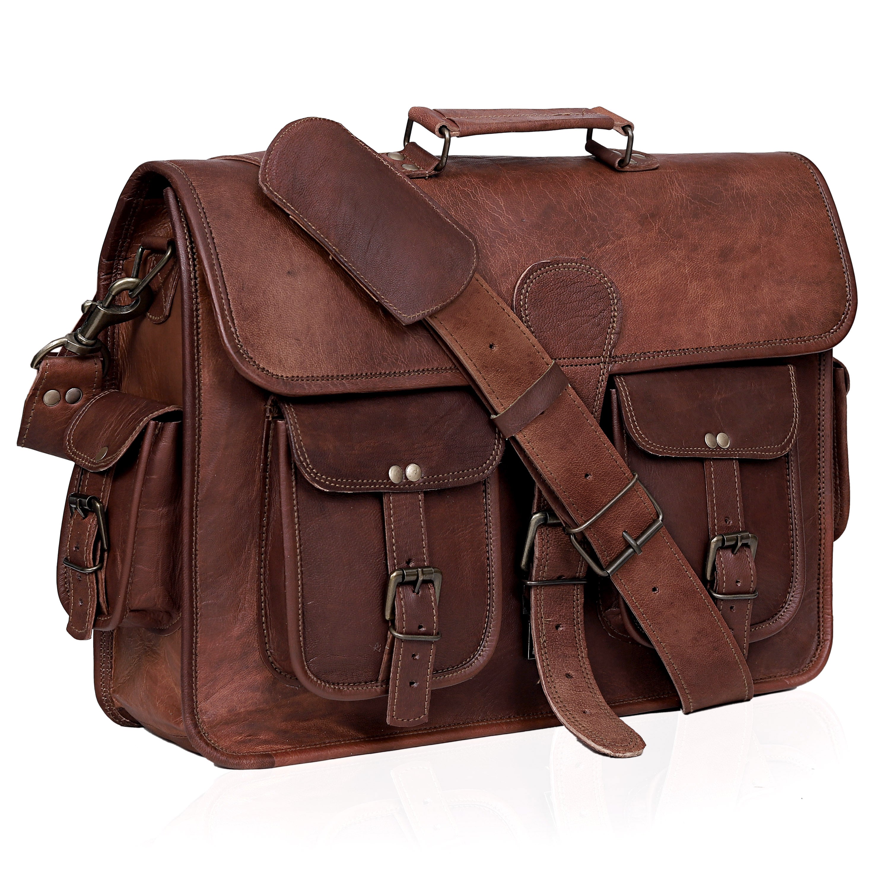 Full-Grain Leather Laptop Messenger Bag