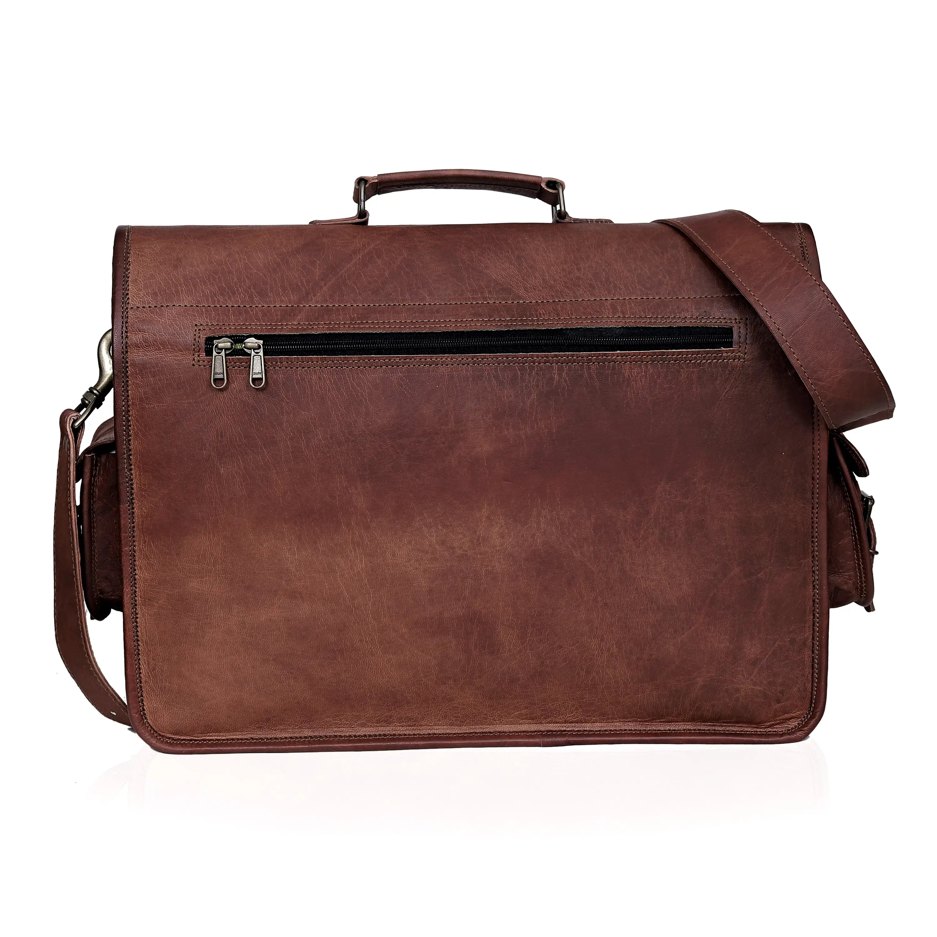 Full-Grain Leather Laptop Messenger Bag