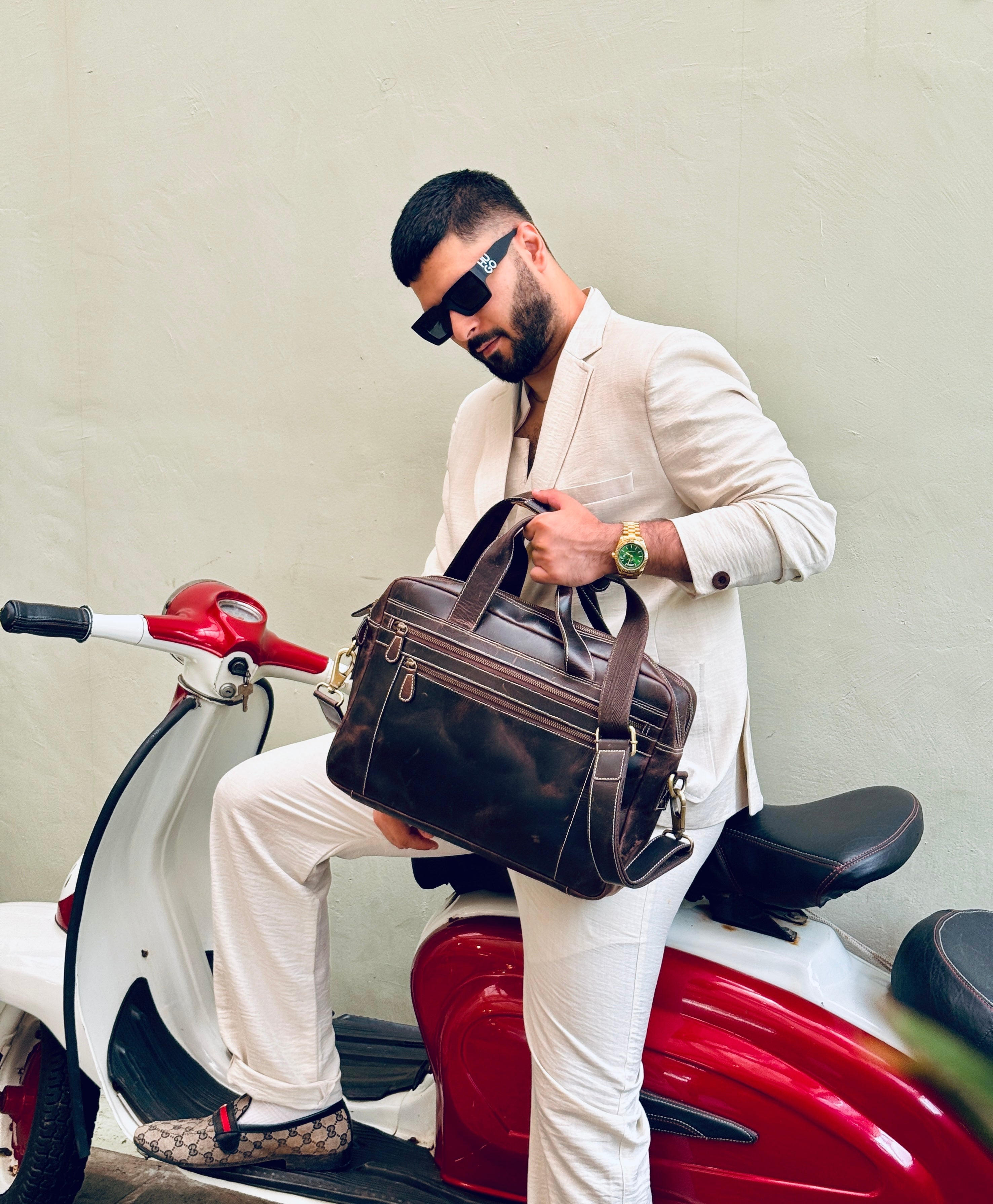 California Buffalo Leather Briefcase Bag