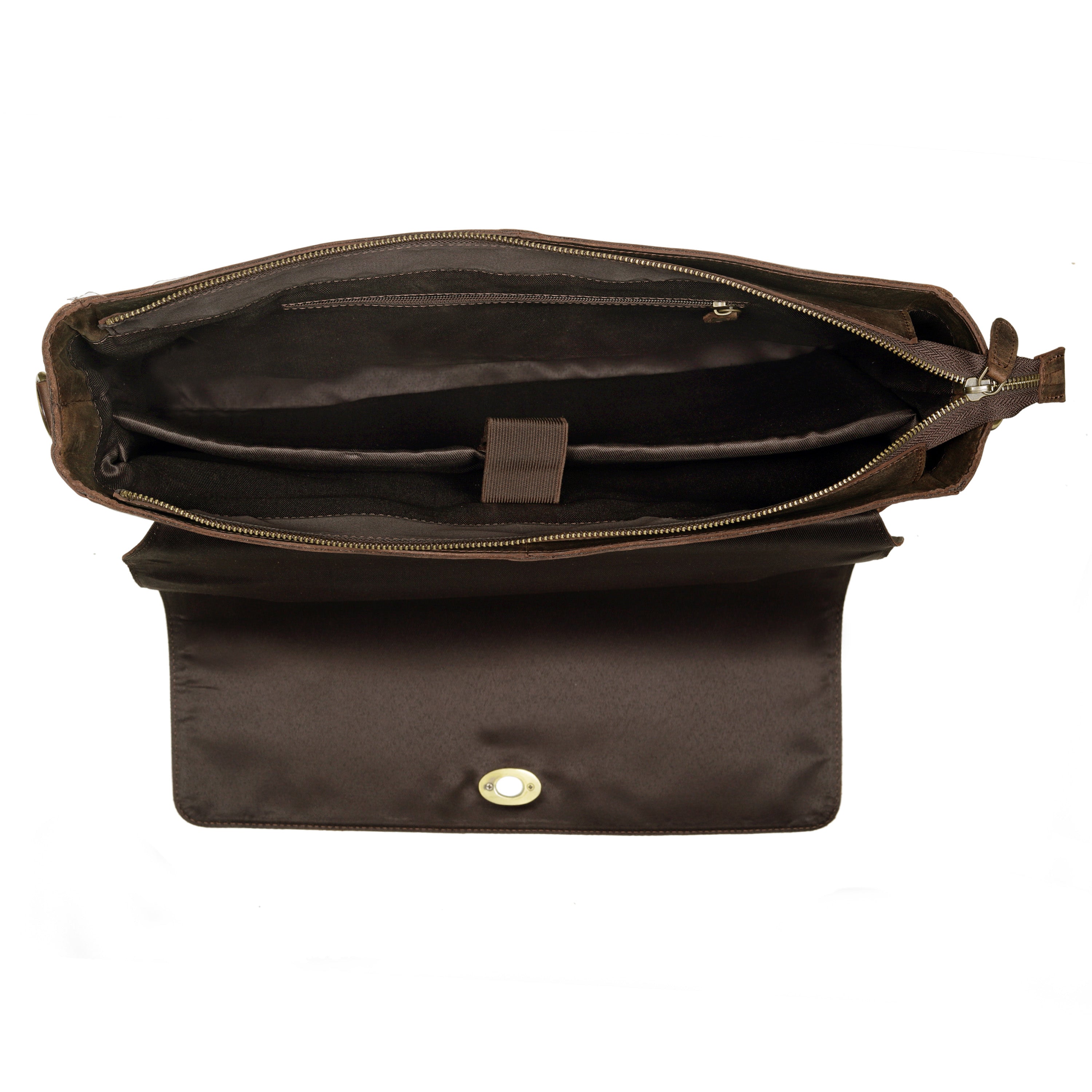 Brown Leather Messenger Bag with Tree of Life Journal