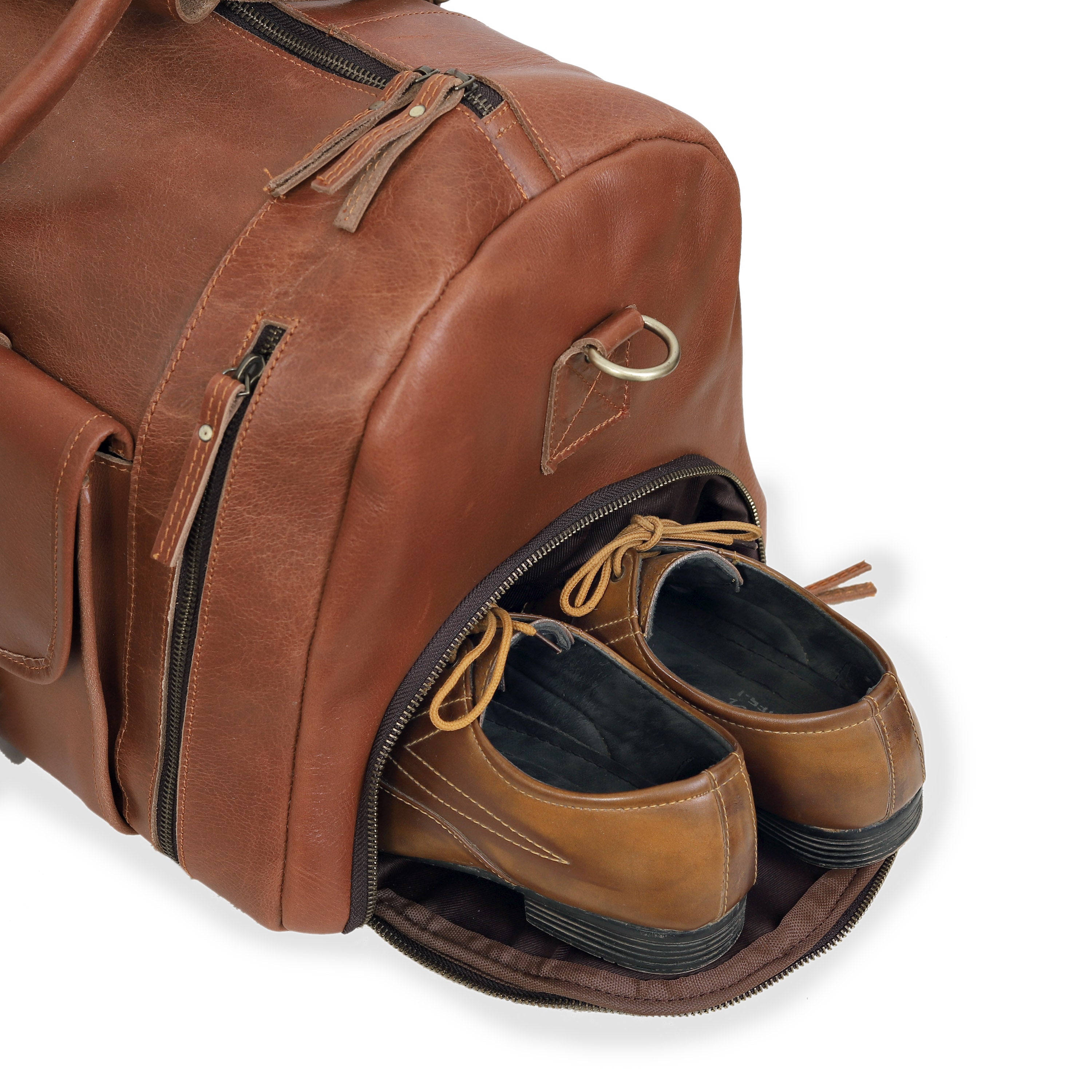 Mars Leather Duffel Bag for Men - Tan