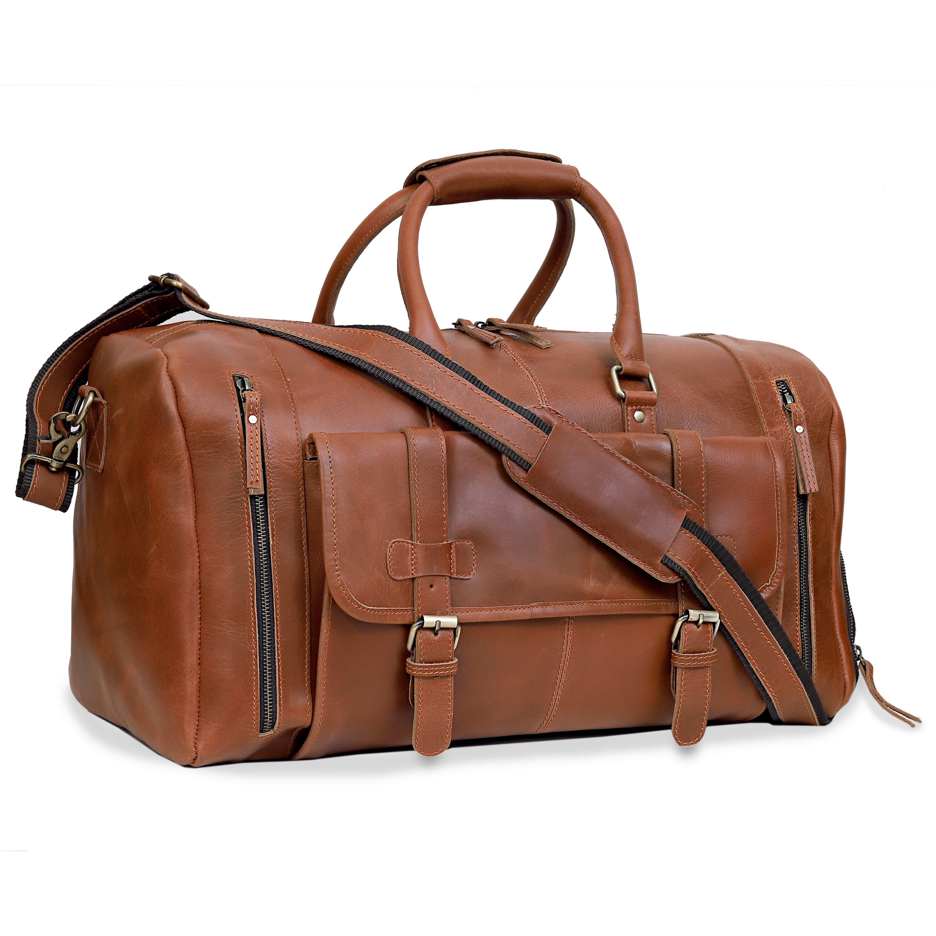 Mars Leather Duffel Bag for Men - Tan