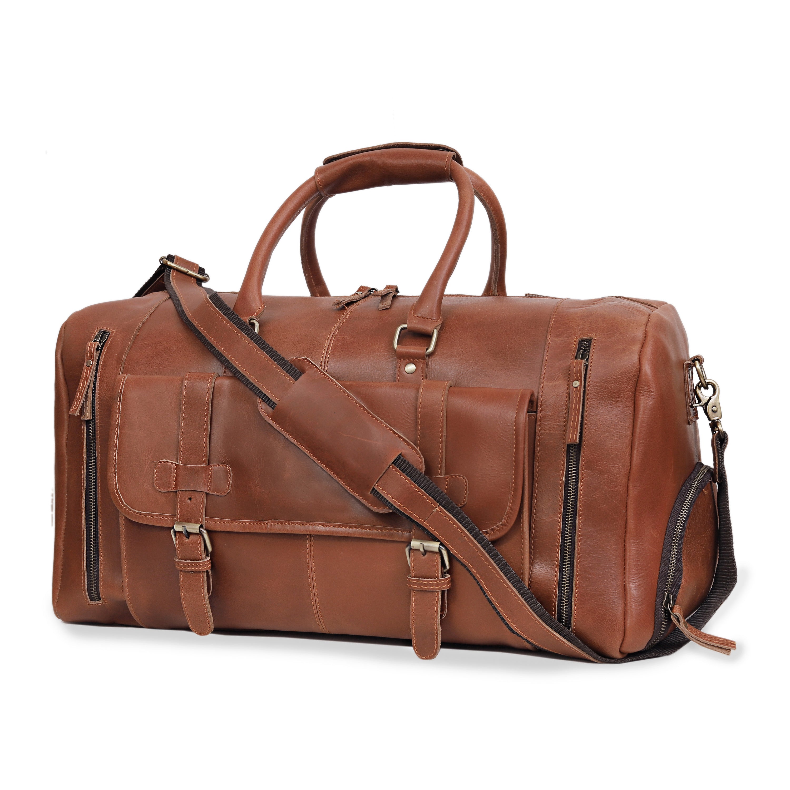 Mars Leather Duffel Bag for Men - Tan