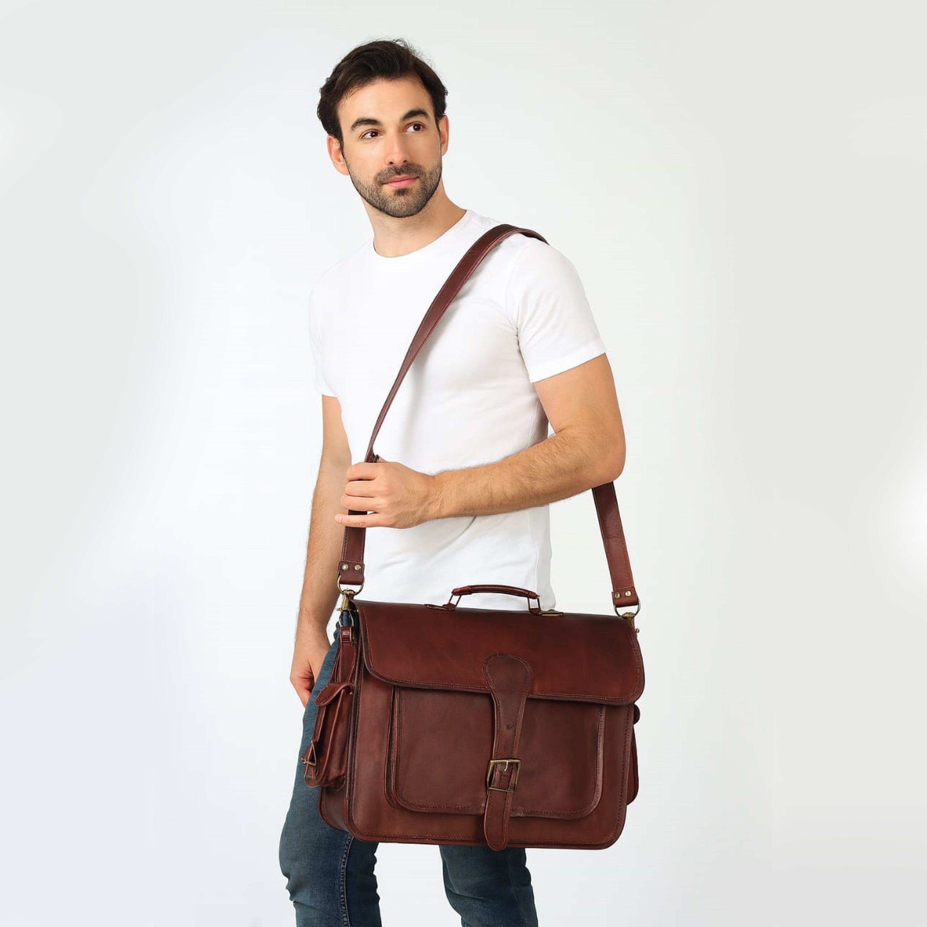 Premium Buffalo Leather Messenger Bag for Men