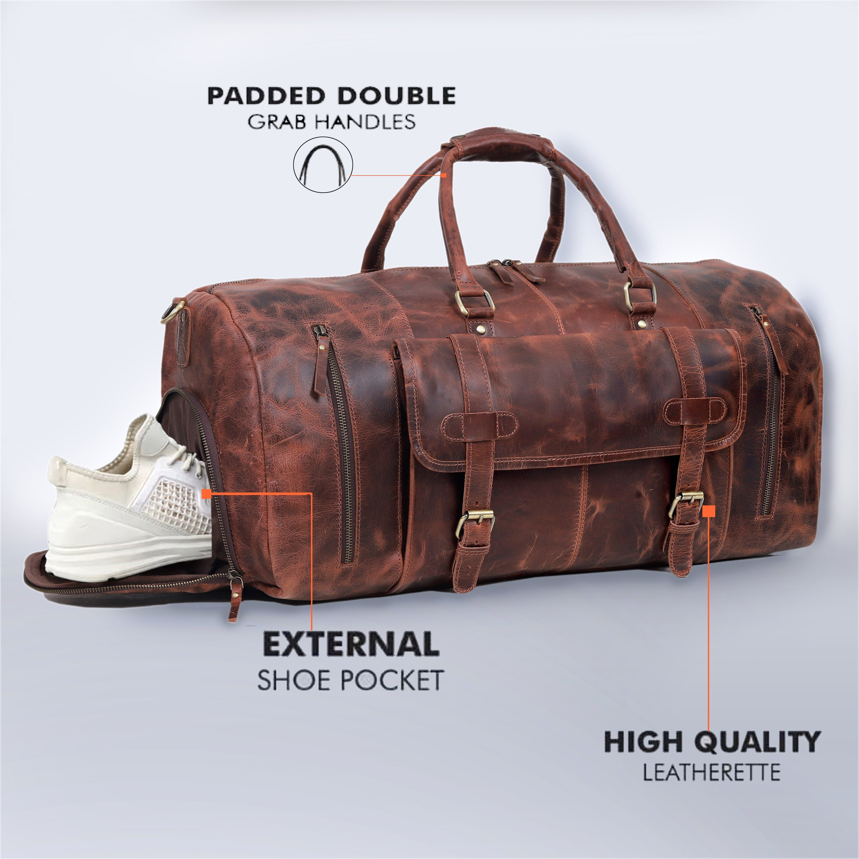 Mars Leather Duffel Bag for Men - Brown
