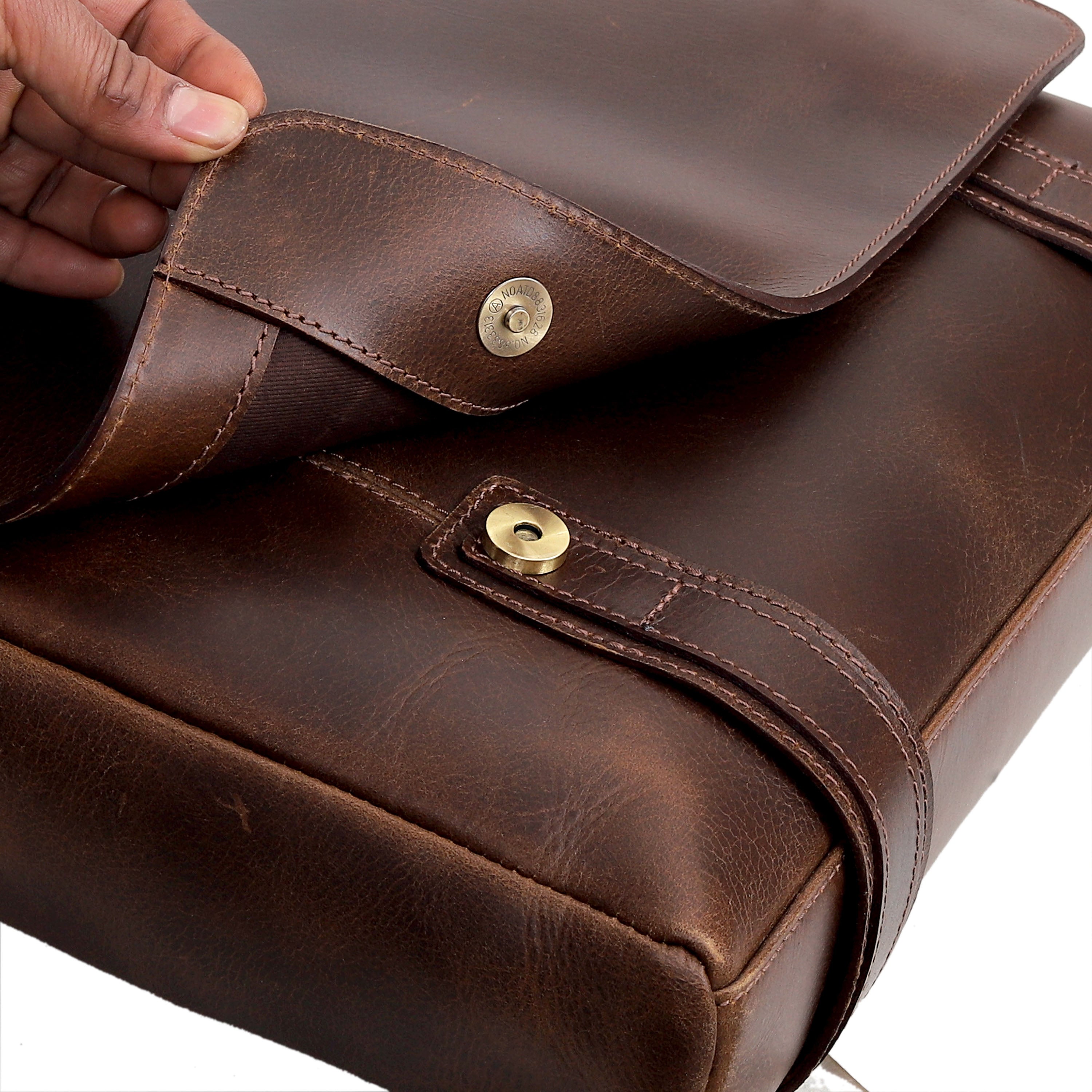 Water Buffalo Leather Messenger Bag for Men