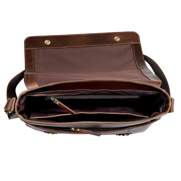 Water Buffalo Leather Messenger Bag for Men