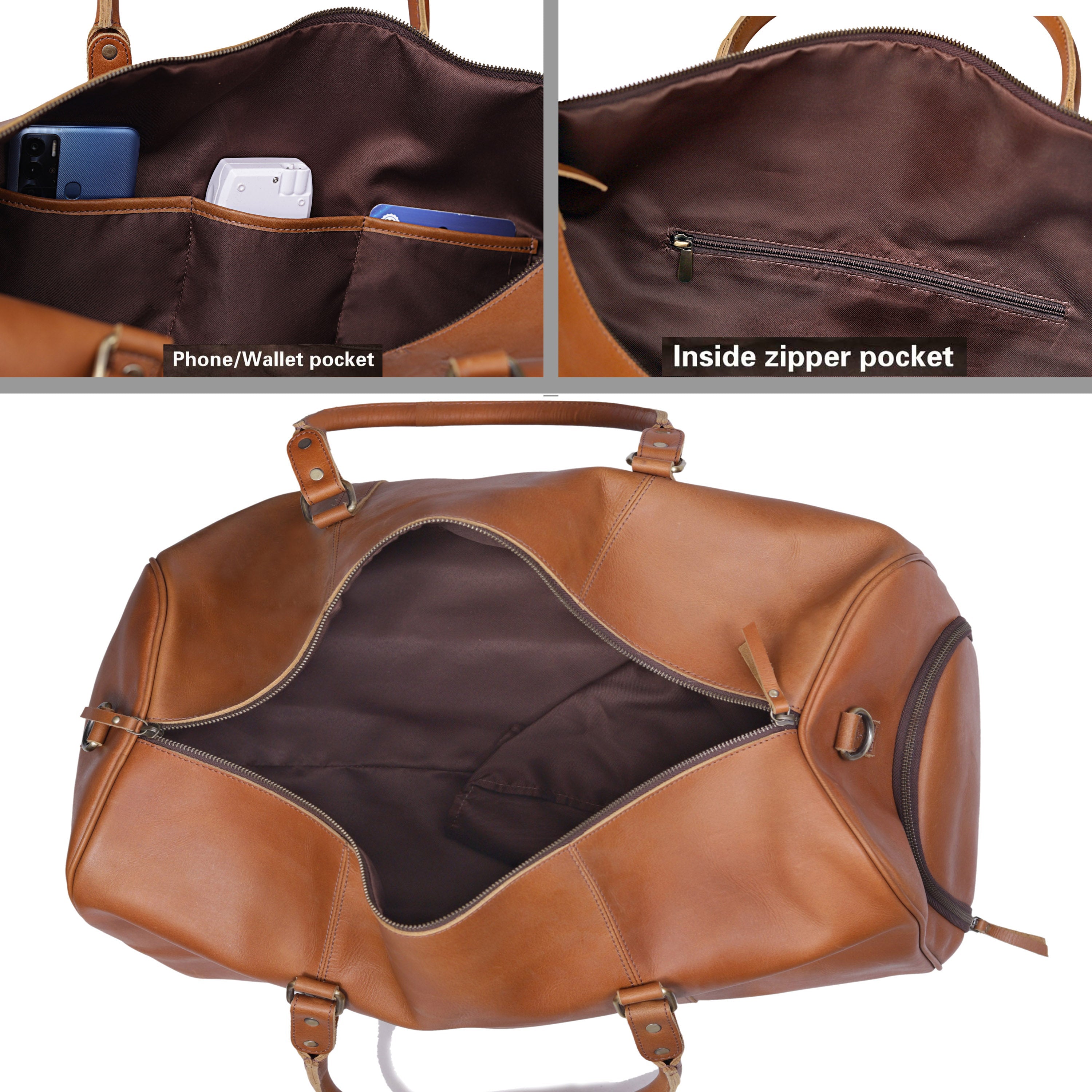 John Leather Duffel Bag - Tan