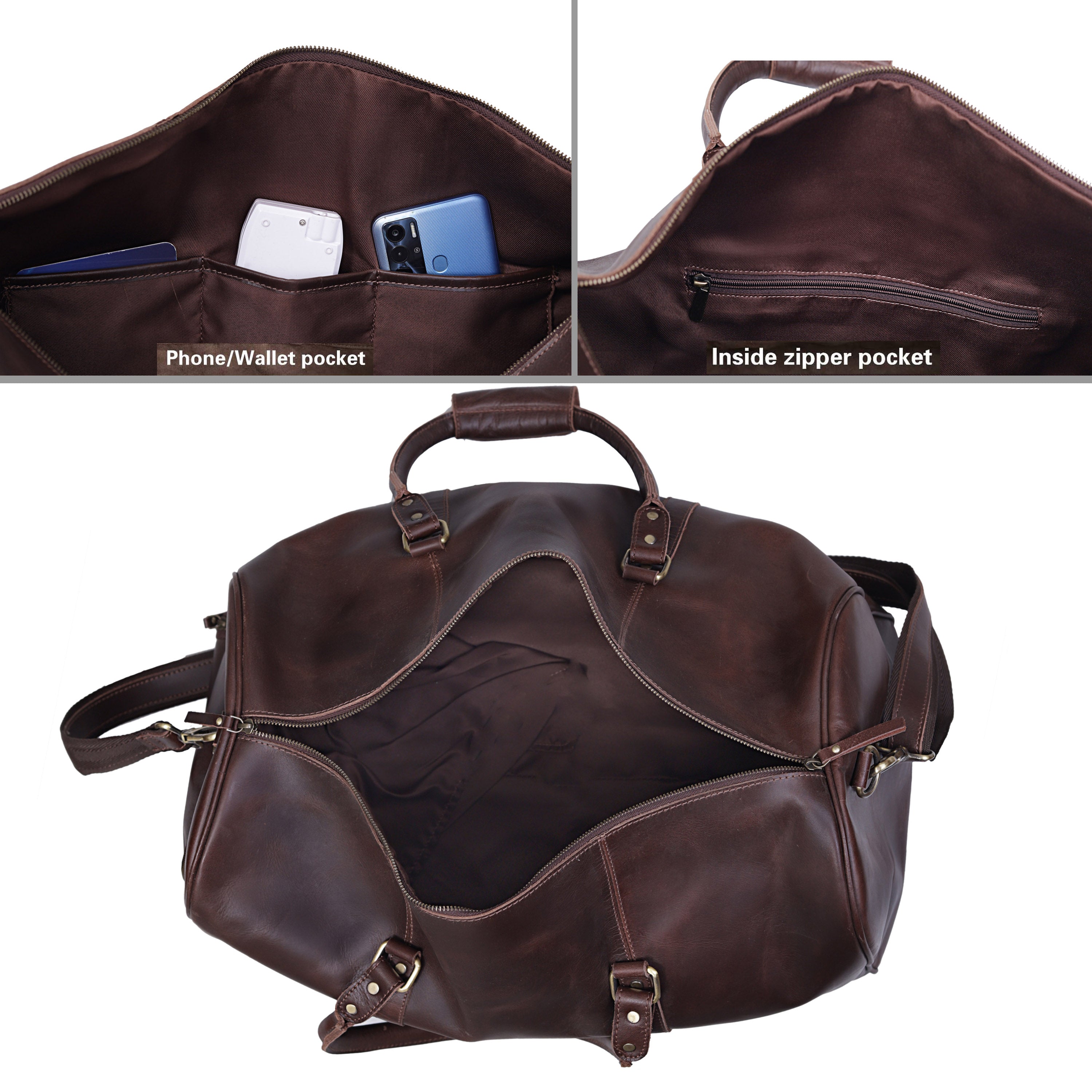 John Leather Duffel Bag - Brown