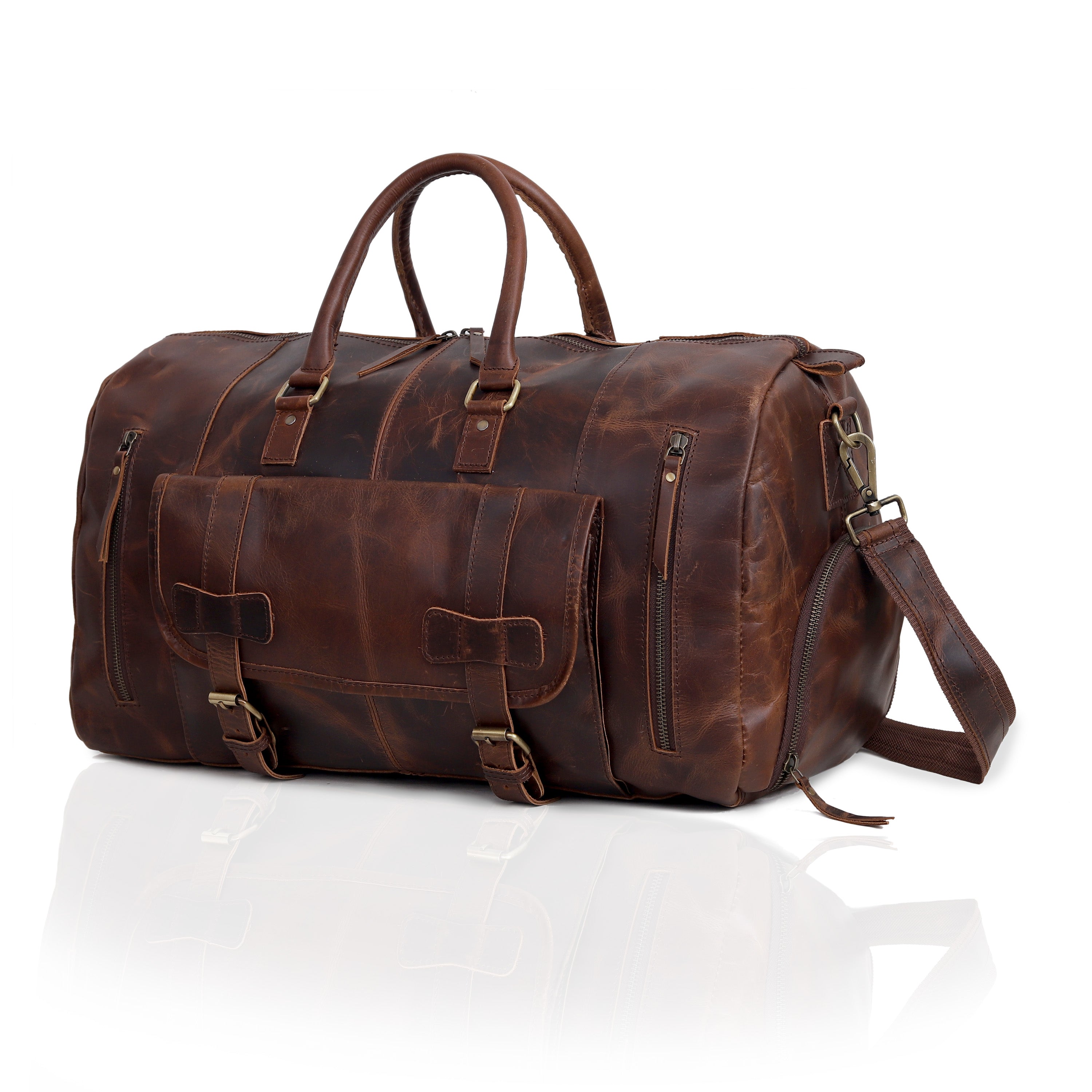 Mars Leather Duffel Bag for Men - Brown